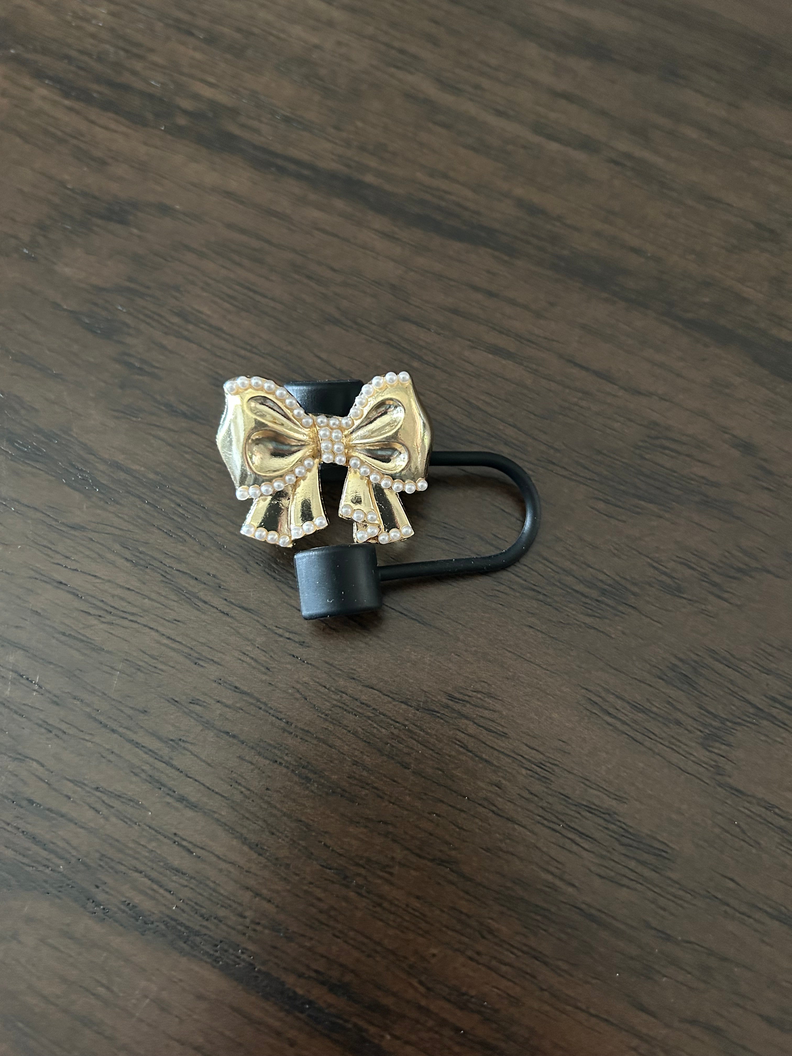 Gold Bow Straw Topper
