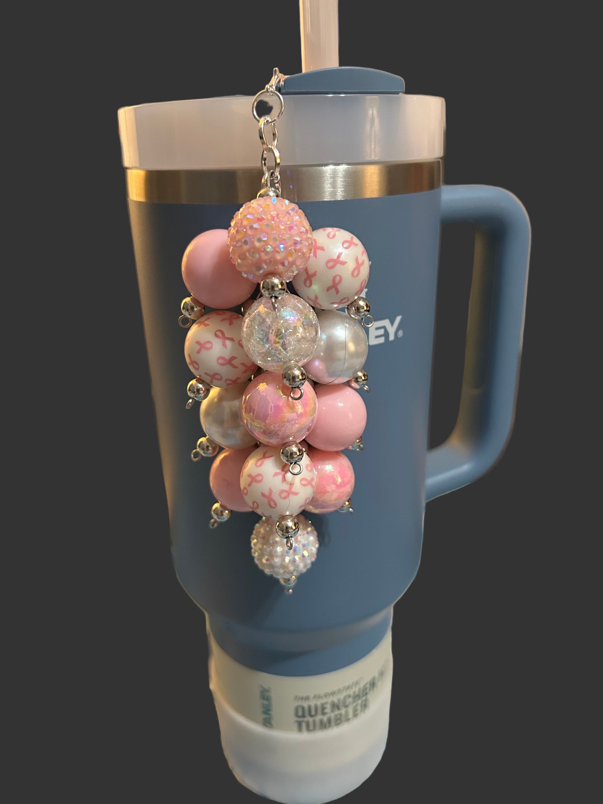 Cancer Awareness Bauble Straw Charm