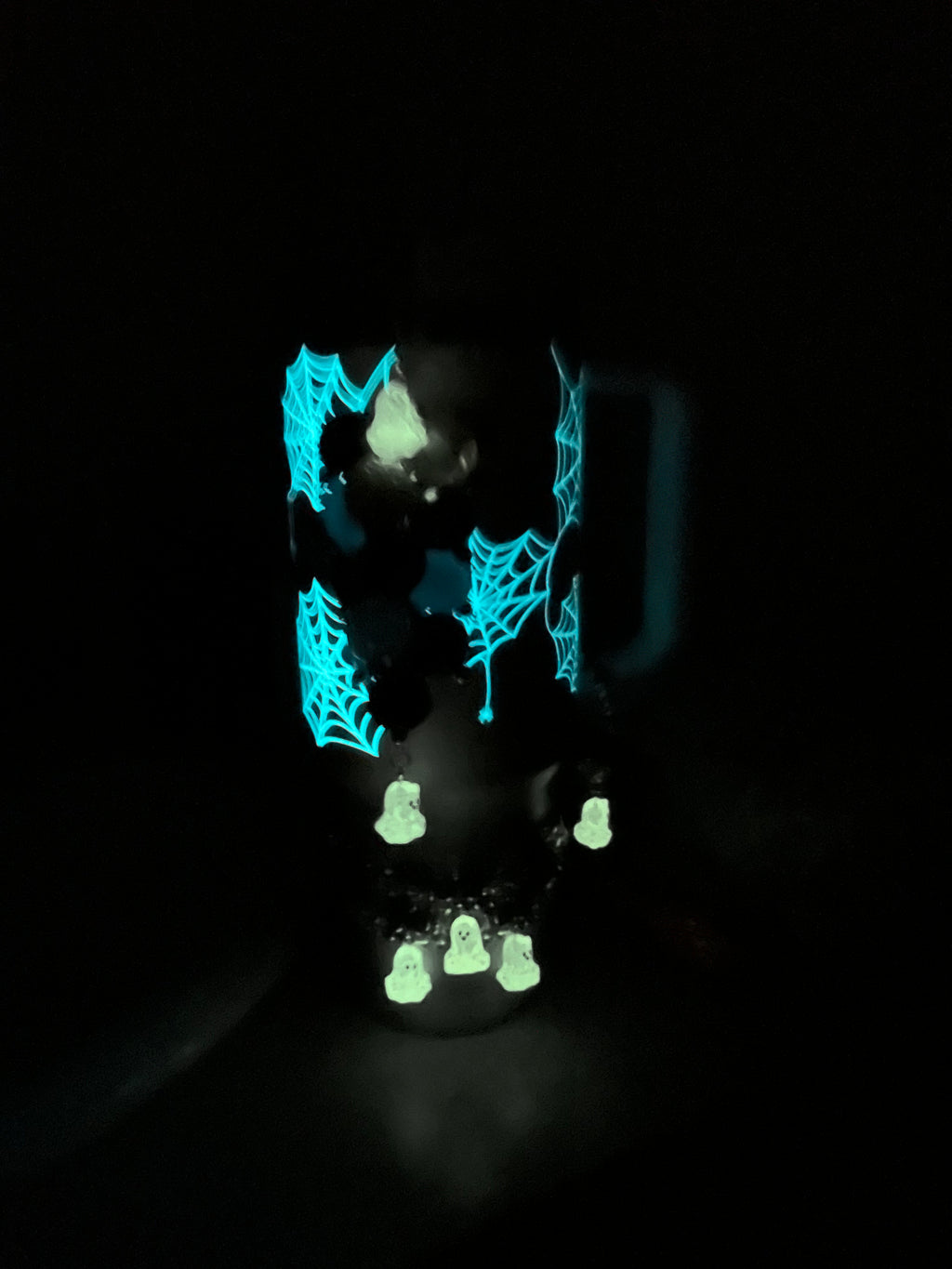 Pink Ghost Glow in Dark Bauble Straw Charm