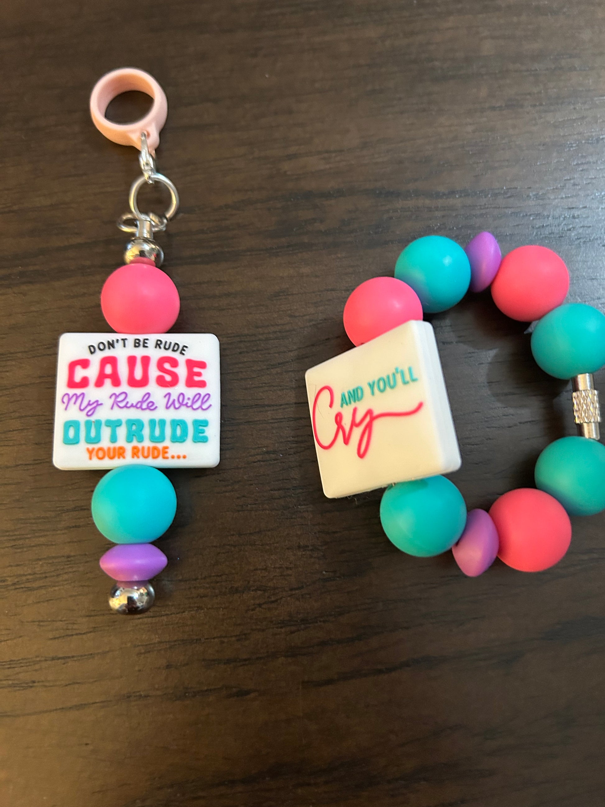 Adult Humor Straw and Handle Charm set