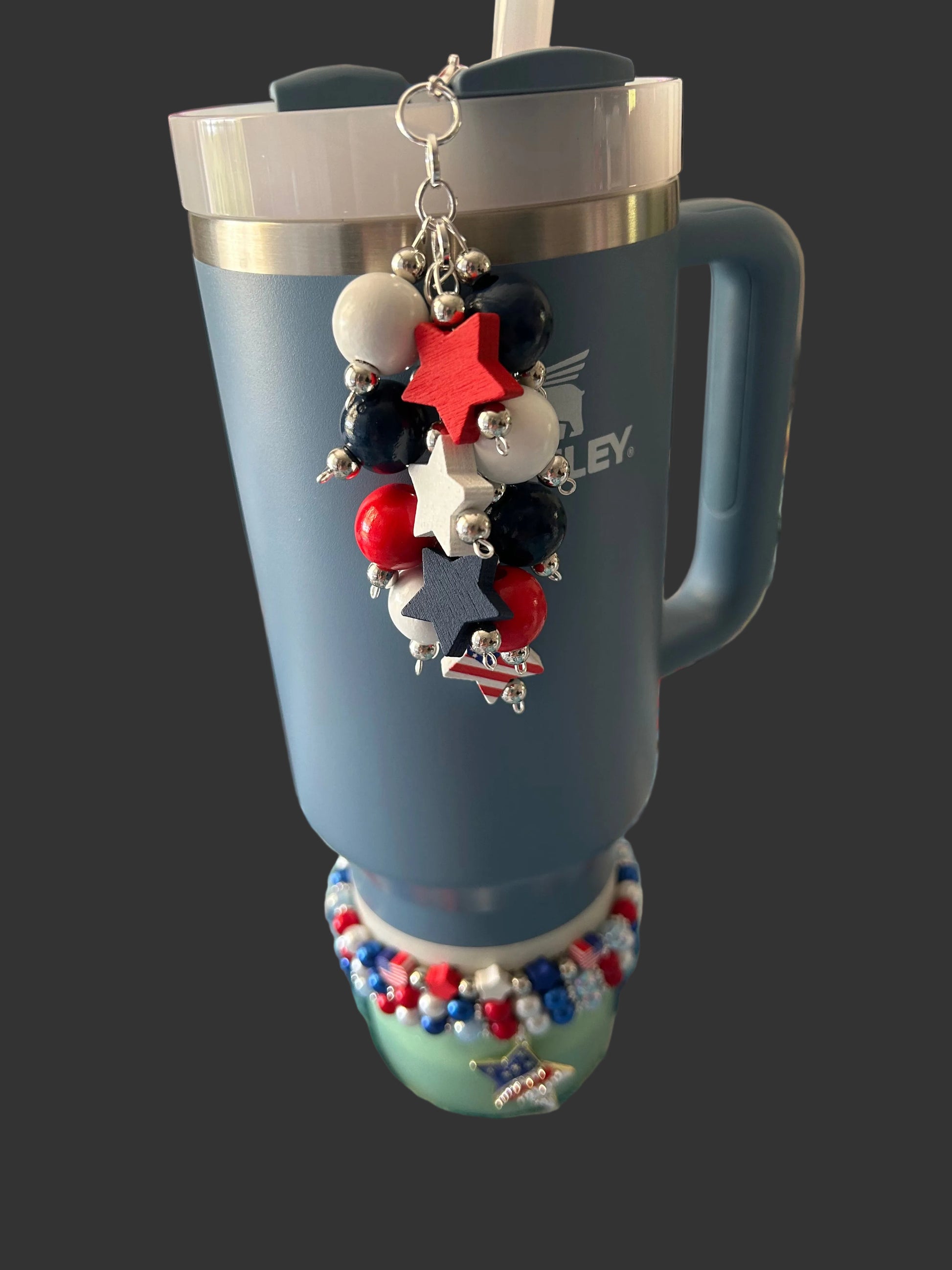 Red White and Blue Star Straw Charm