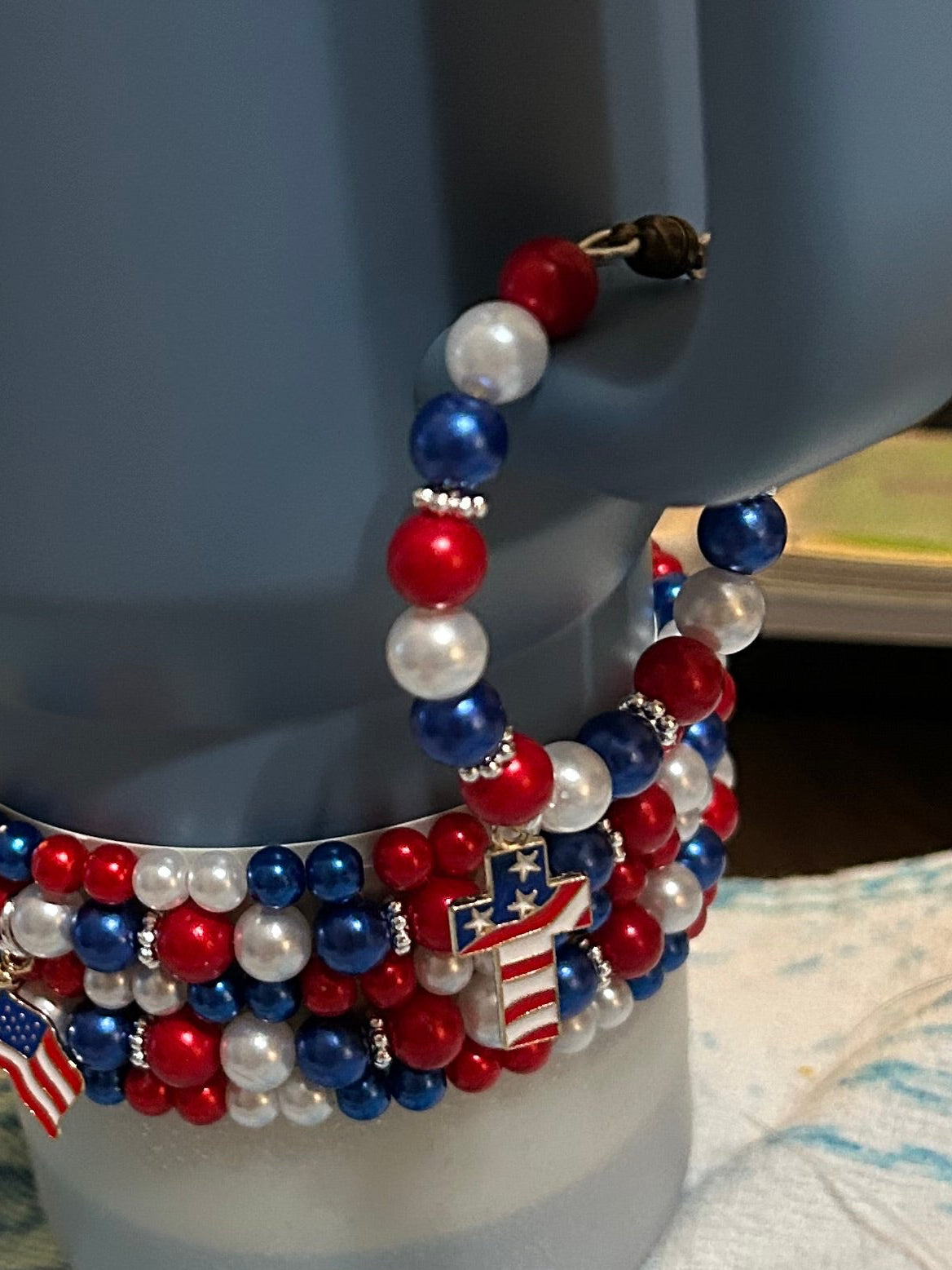 Red White and Blue Cross Handle Charm
