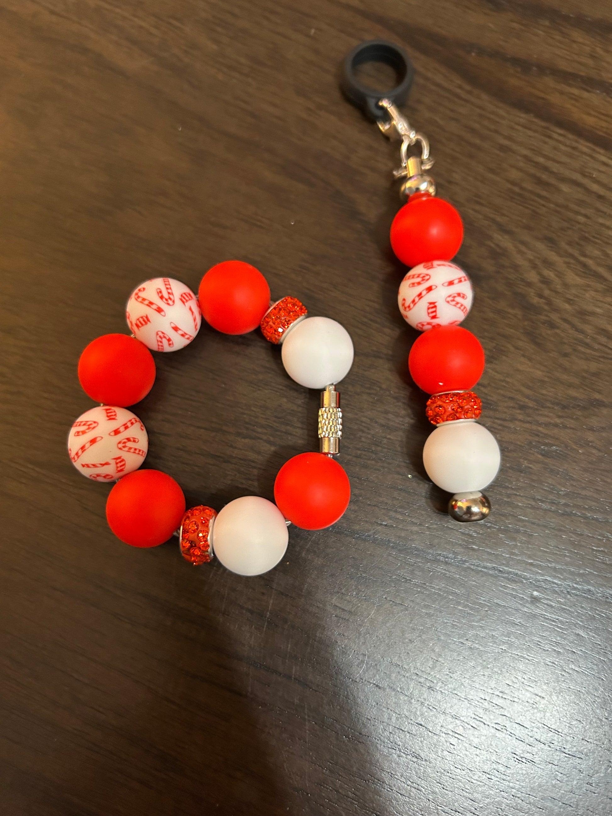 Candy Cane Straw and Handle Charm set