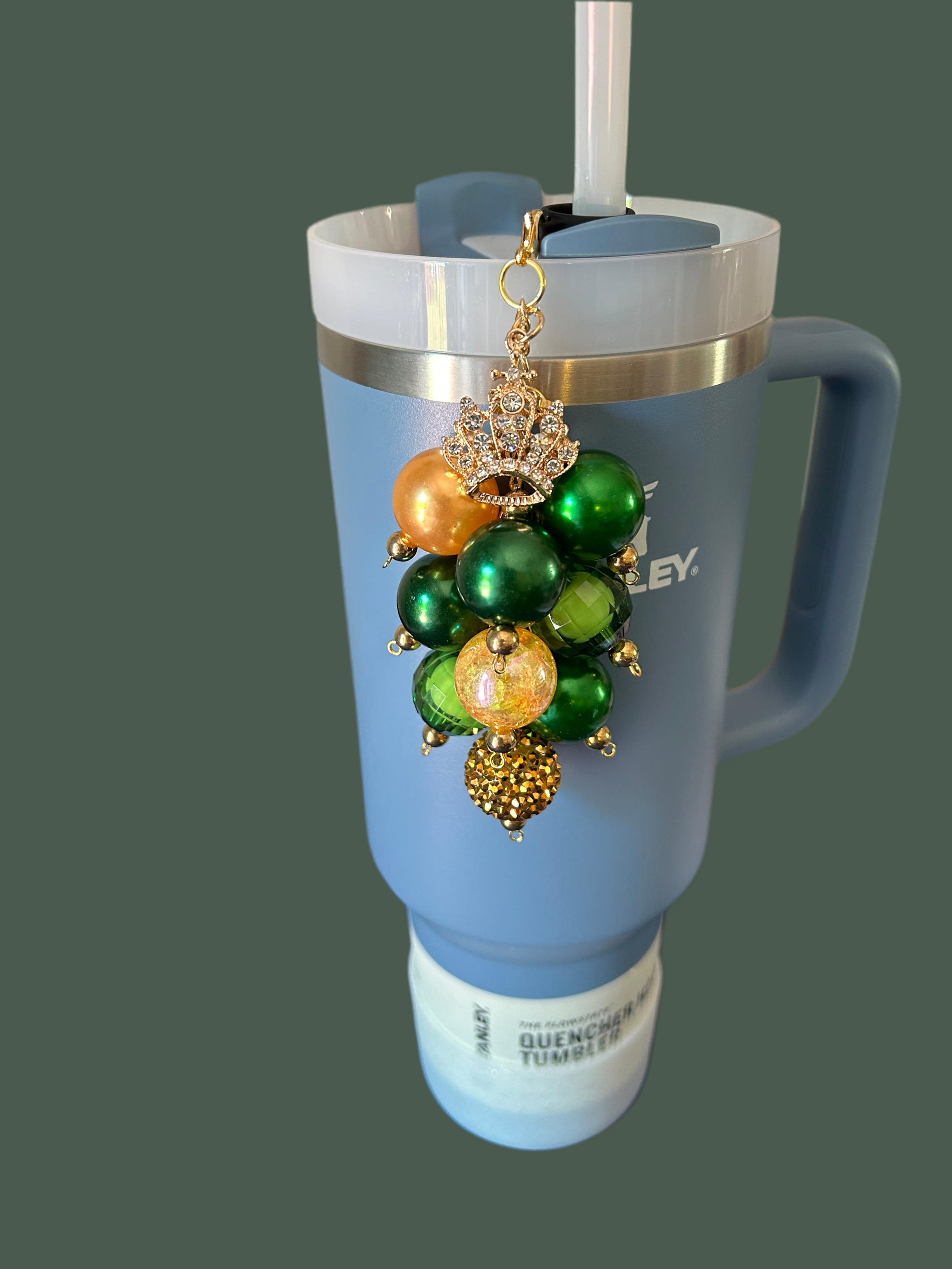 Green and Gold Bauble Straw Charm