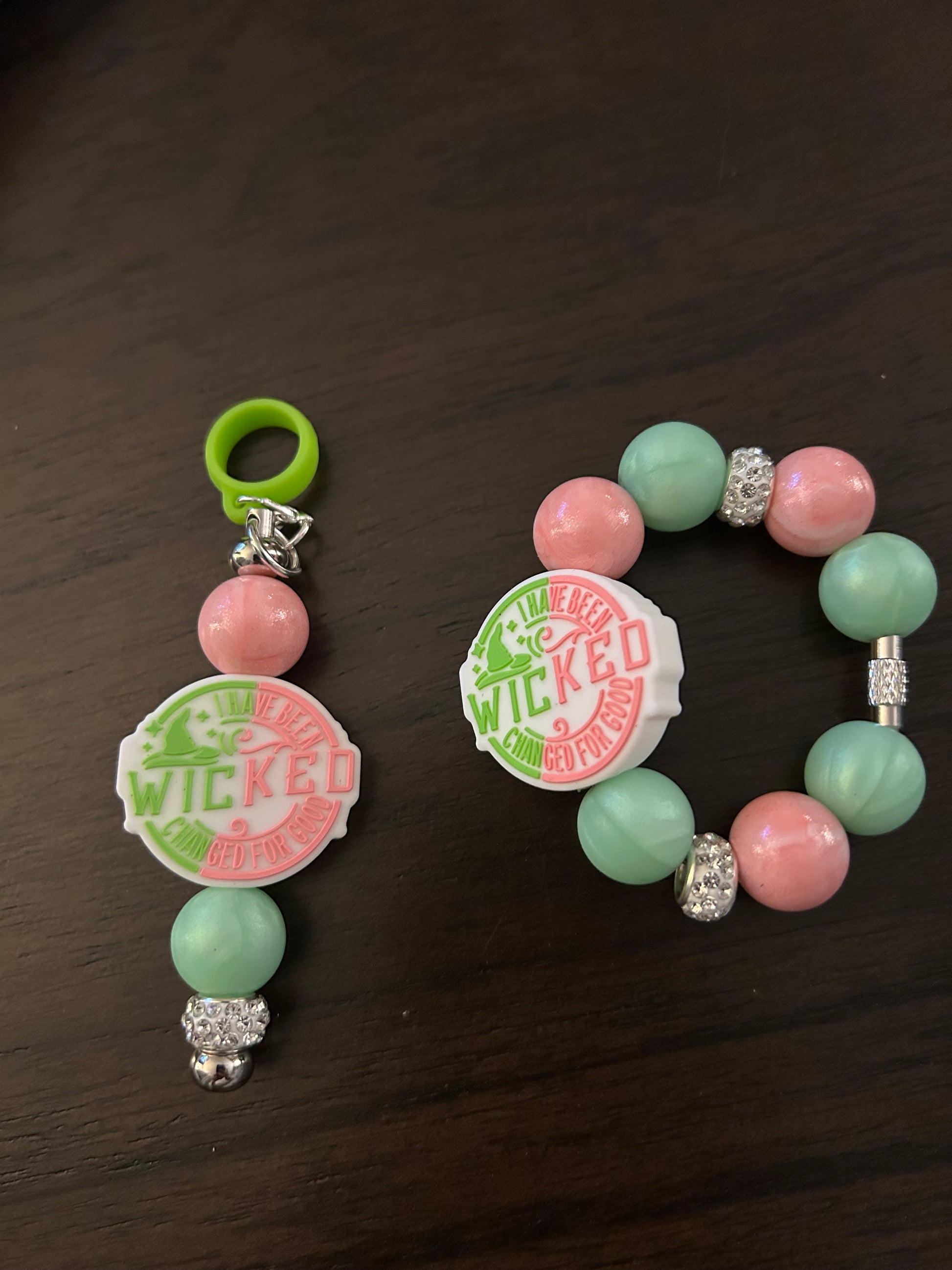 Good Bad Witch Straw and Handle Charm set