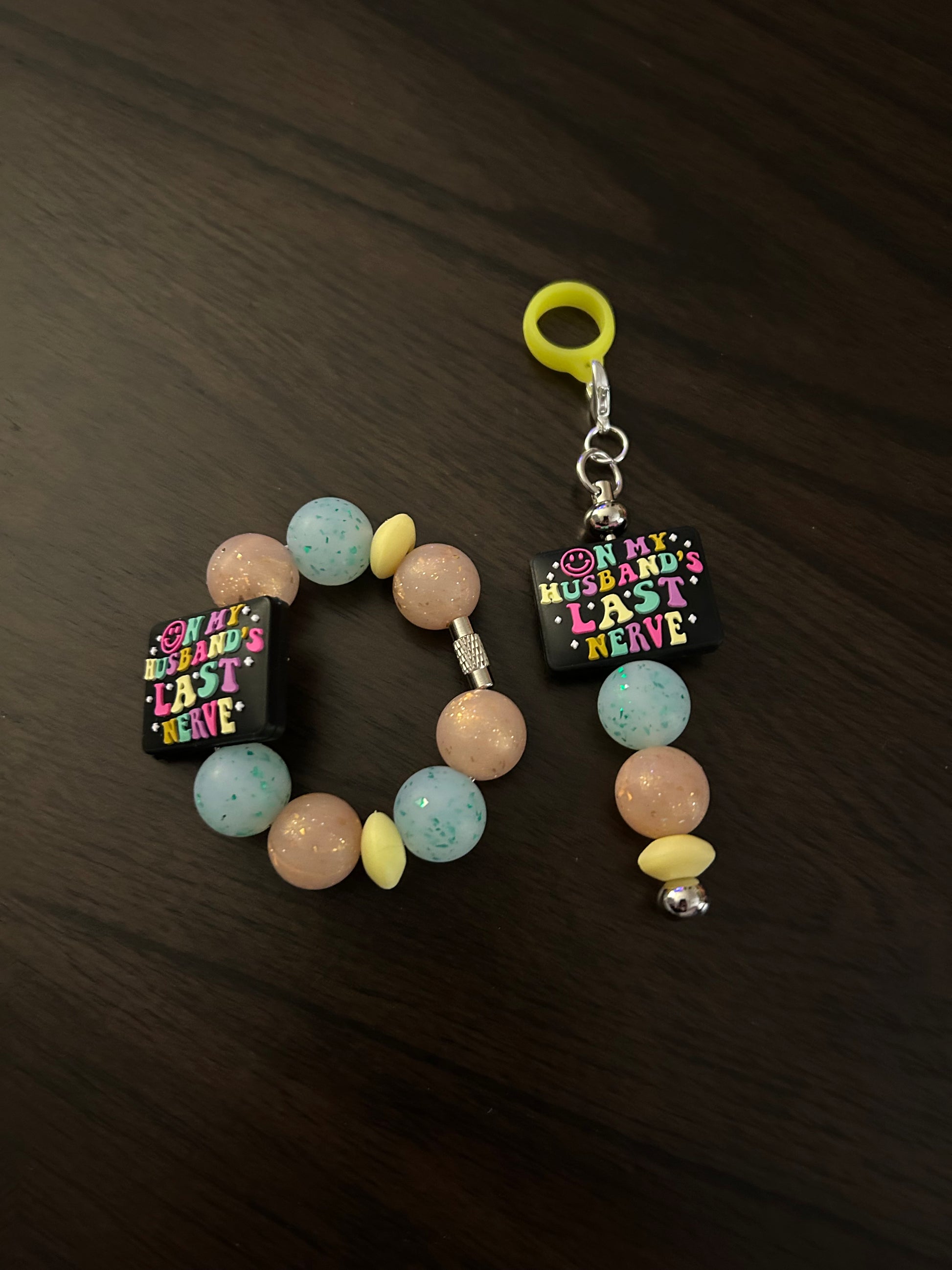 On my husband’s last nerve Straw and Handle Charm set