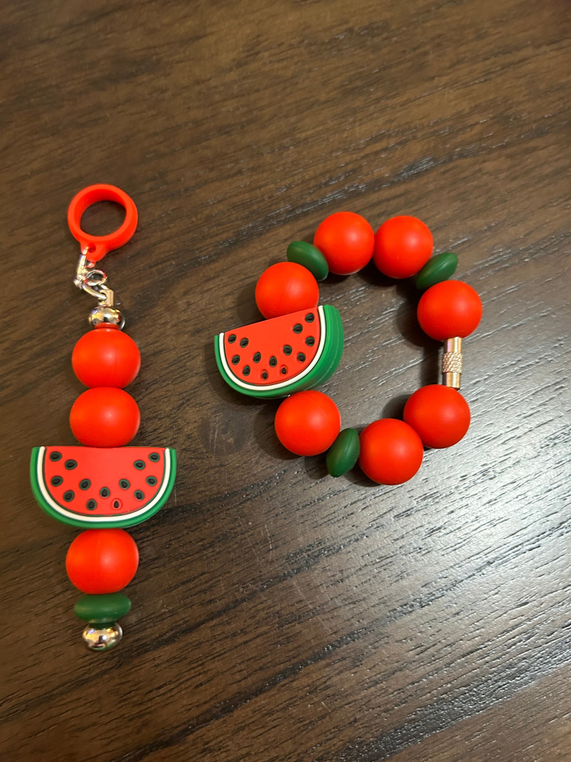 Watermelon Handle and Straw Charm