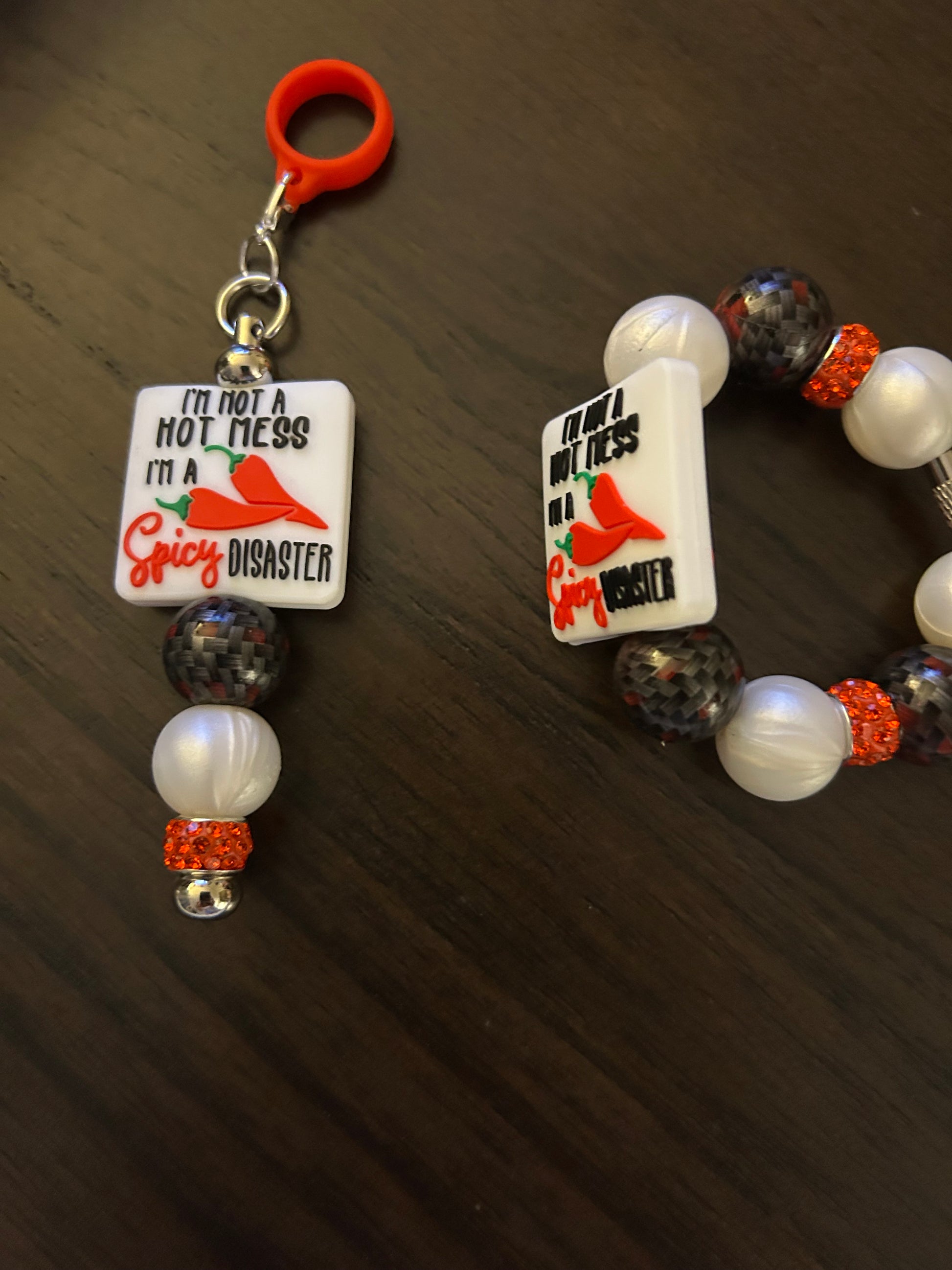 Spicy Disaster Straw and Handle Charm set