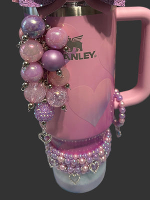 Pink and Purple Heart Bracelet Stack