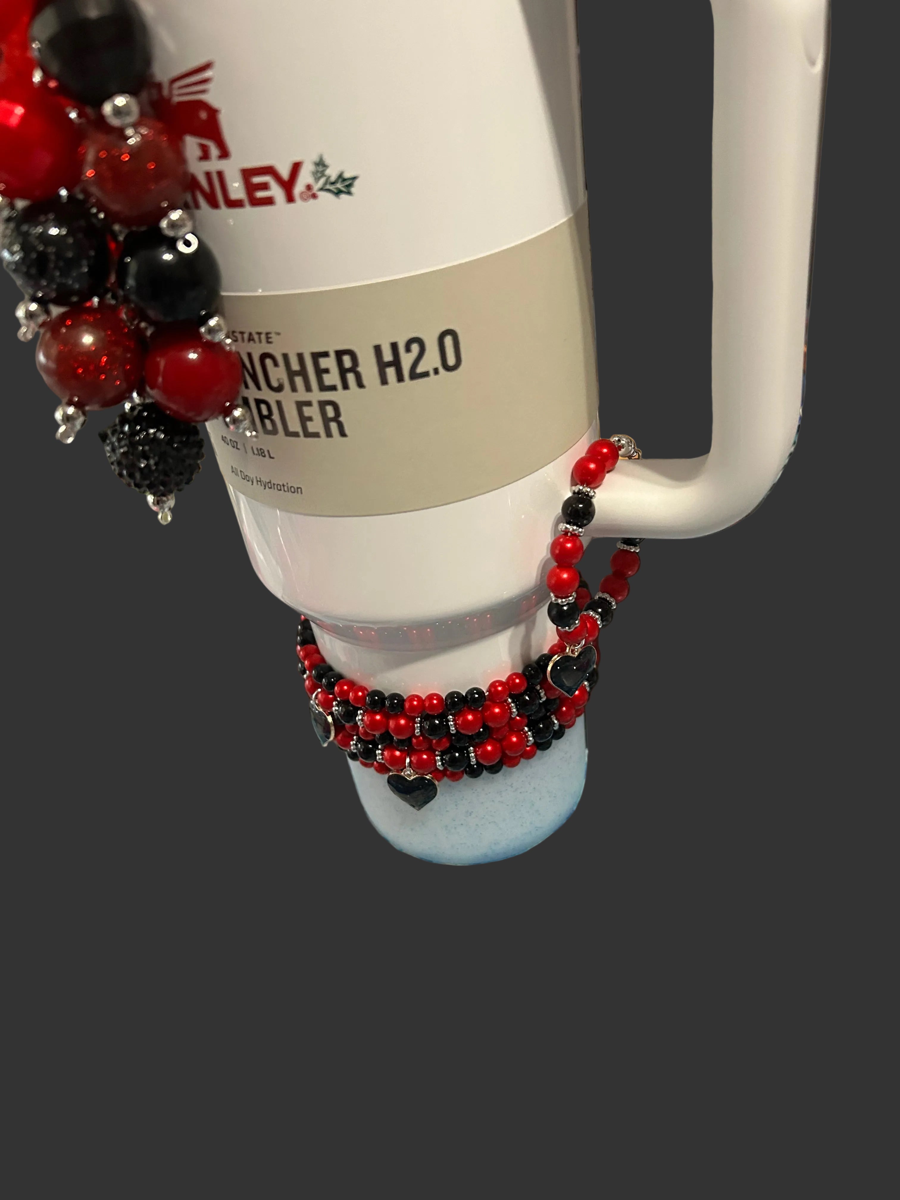 Black and Red Heart Handle Charm