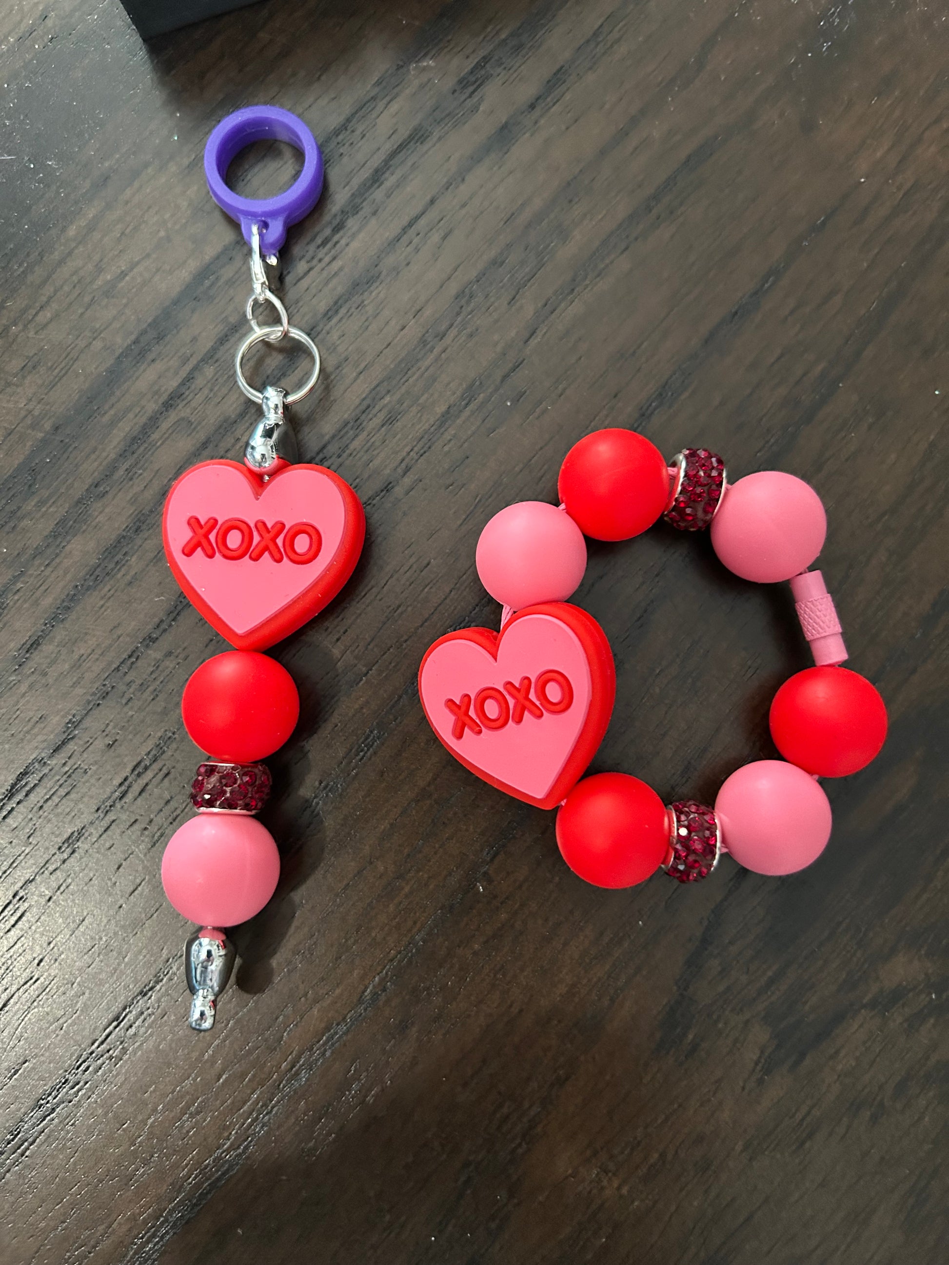 Heart Straw and Handle Charm set