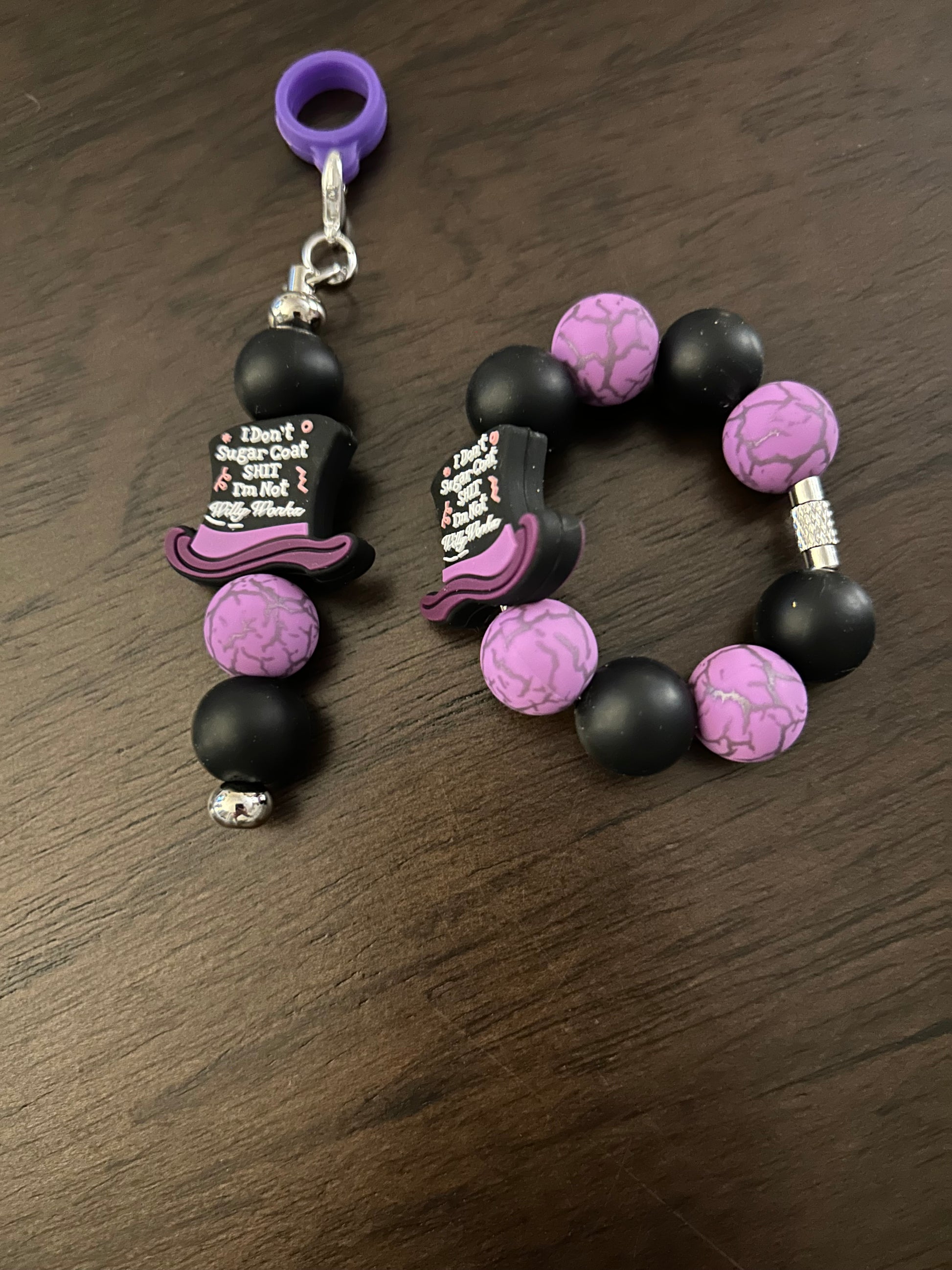 I Don’t Sugarcoat Straw and Handle Charm set