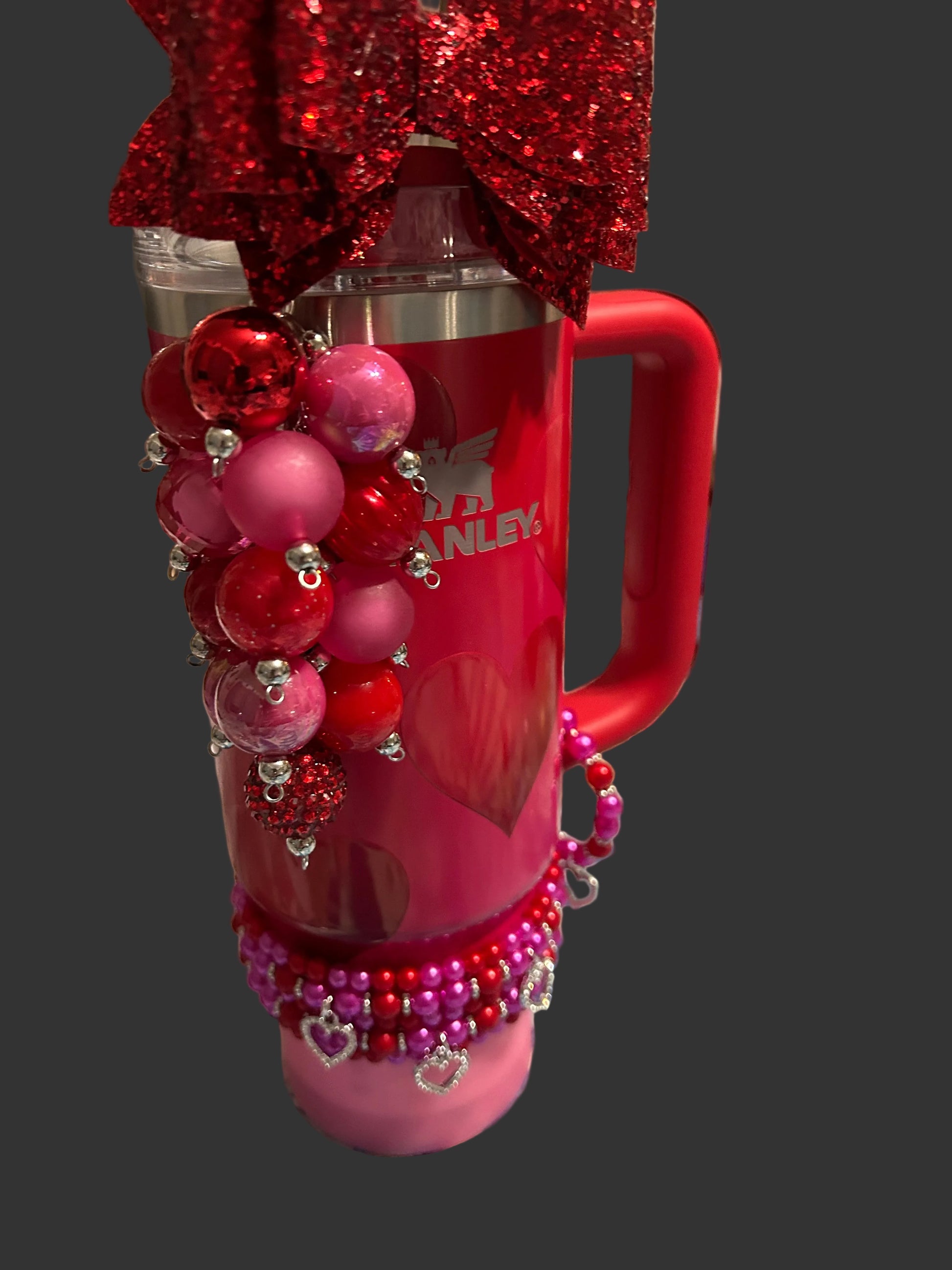 Pink and Red Bauble Straw Charm