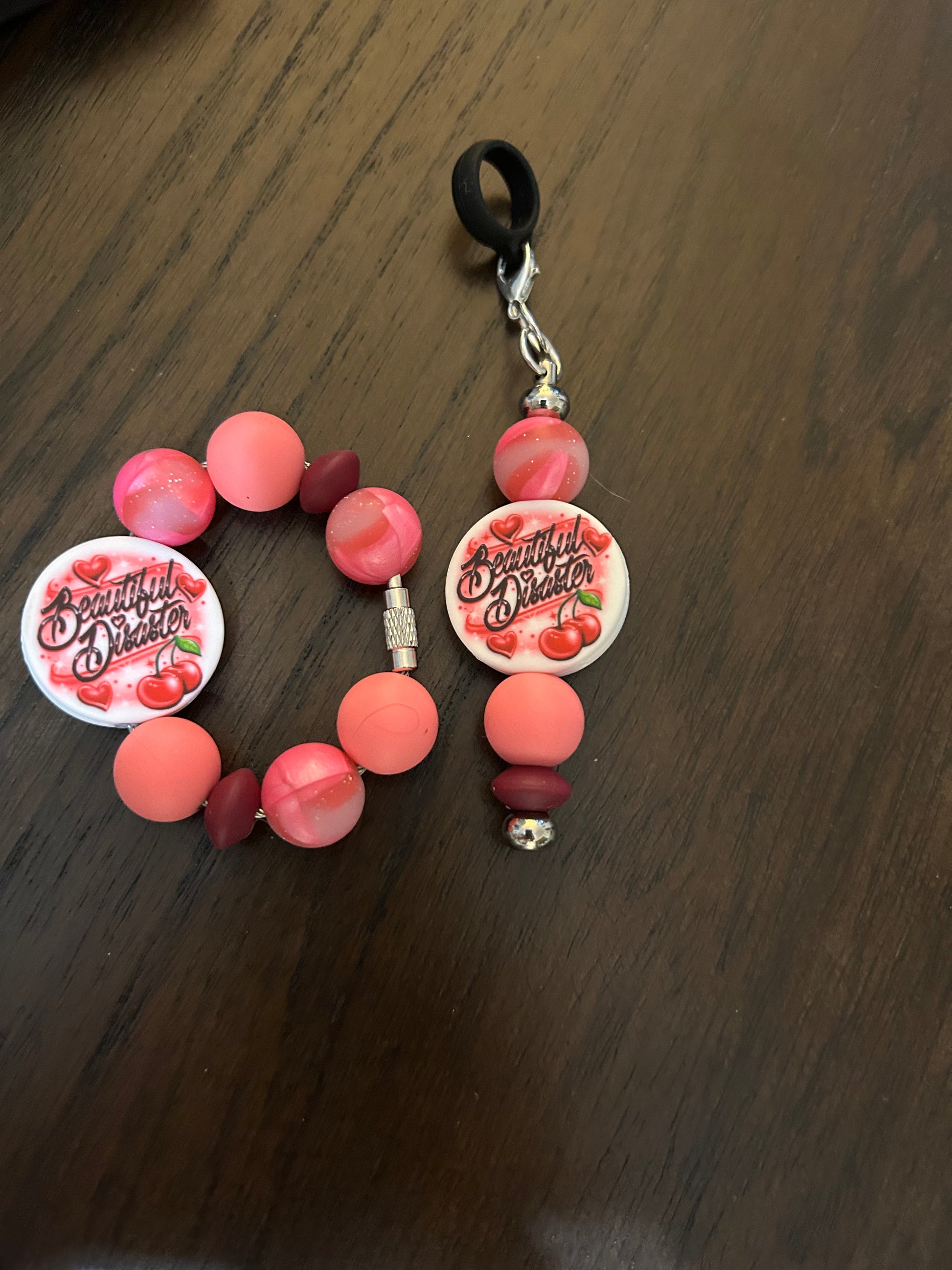 Beautiful Disaster Straw and Handle Charm set