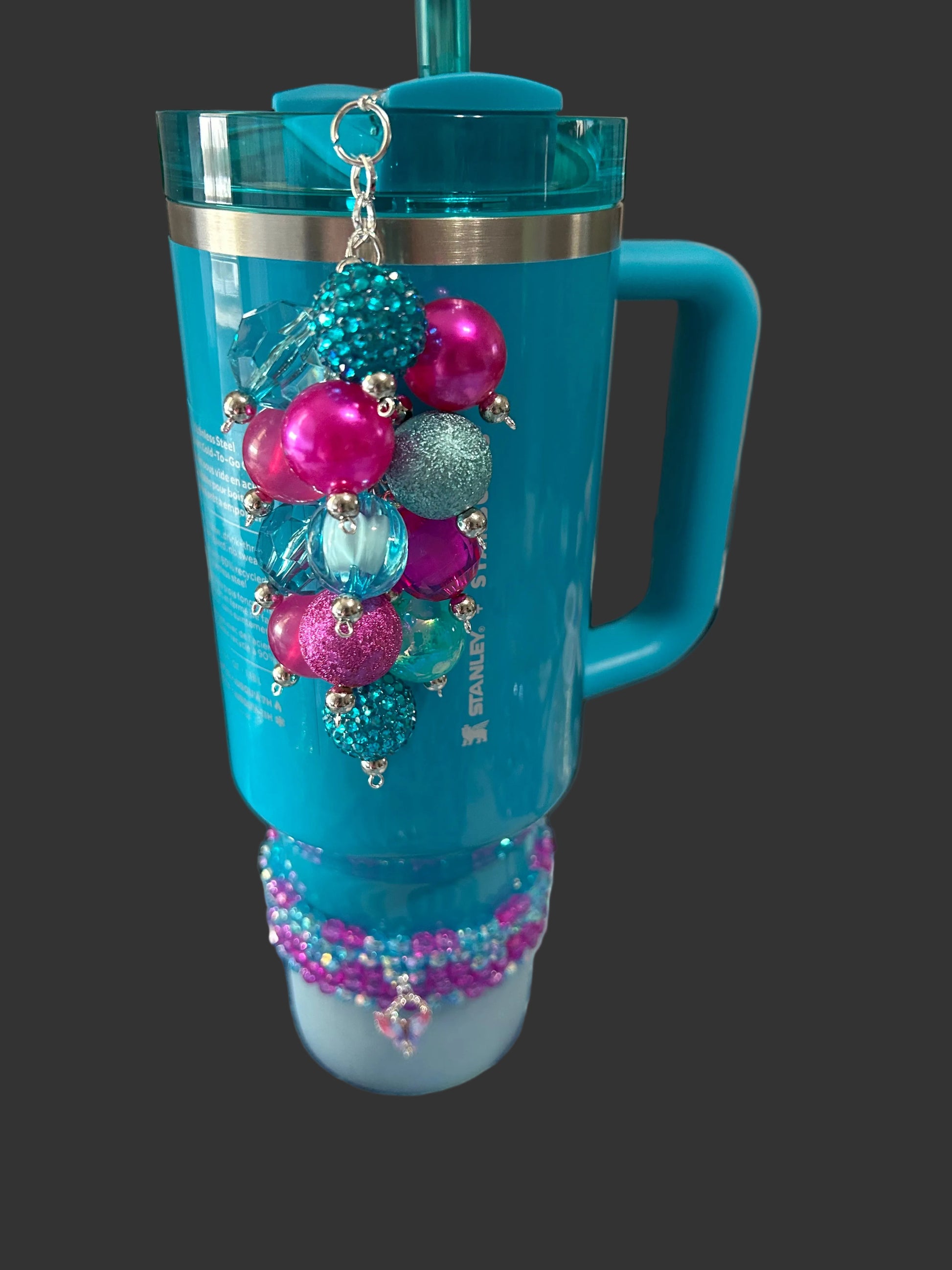 Blue Pink Bauble Straw Charm
