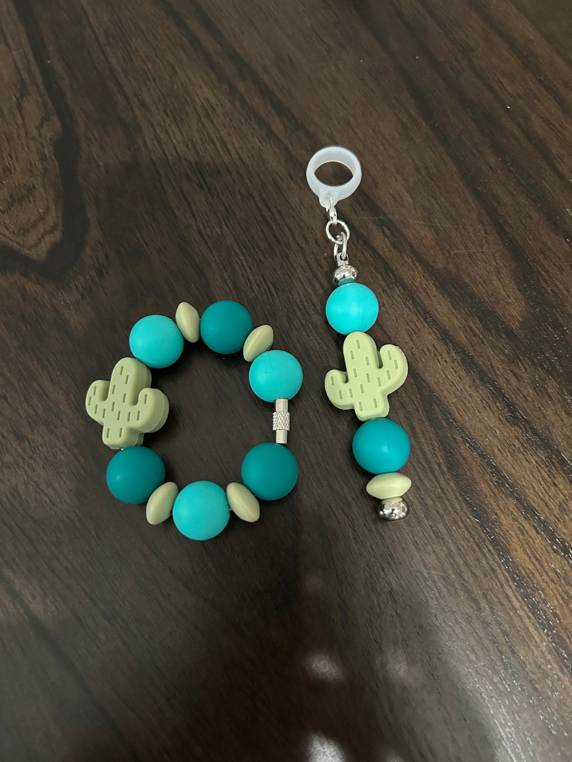 Cactus Straw and Handle Charm set