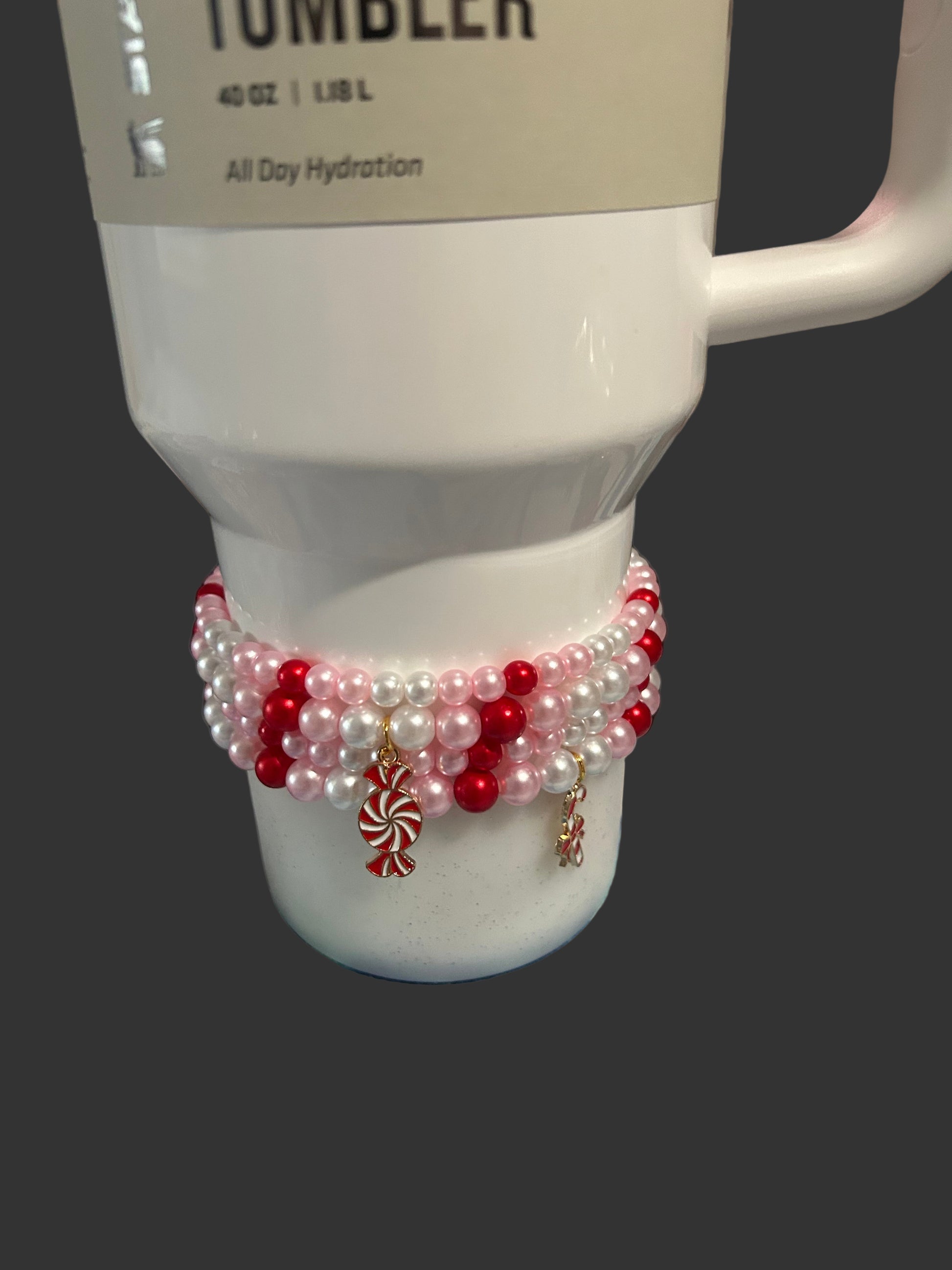 Christmas Pink Peppermint Bracelet Stack