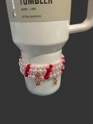 Christmas Pink Peppermint Bracelet Stack