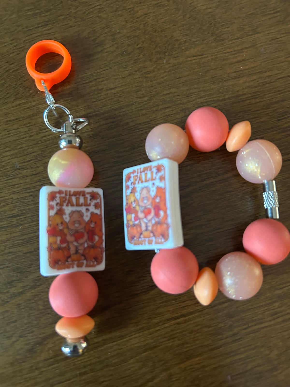 Care Bears Loves Fall Straw and Handle Charm set