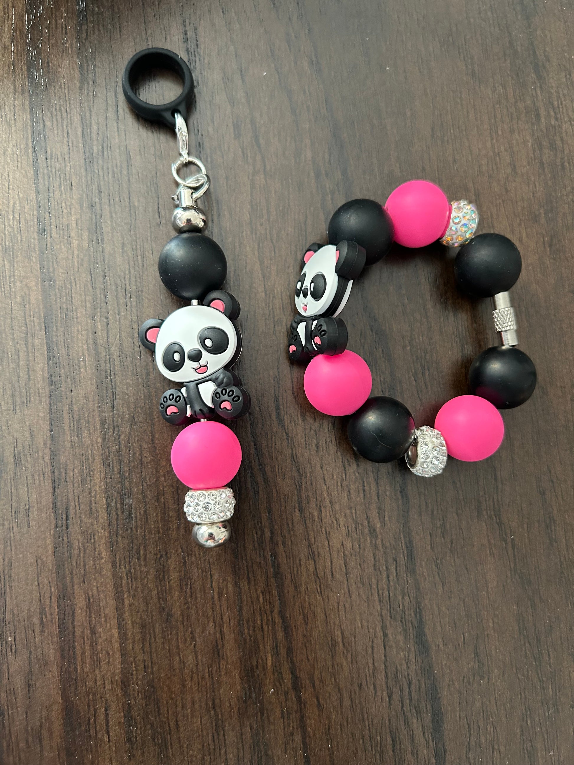 Panda Straw and Handle Charm set