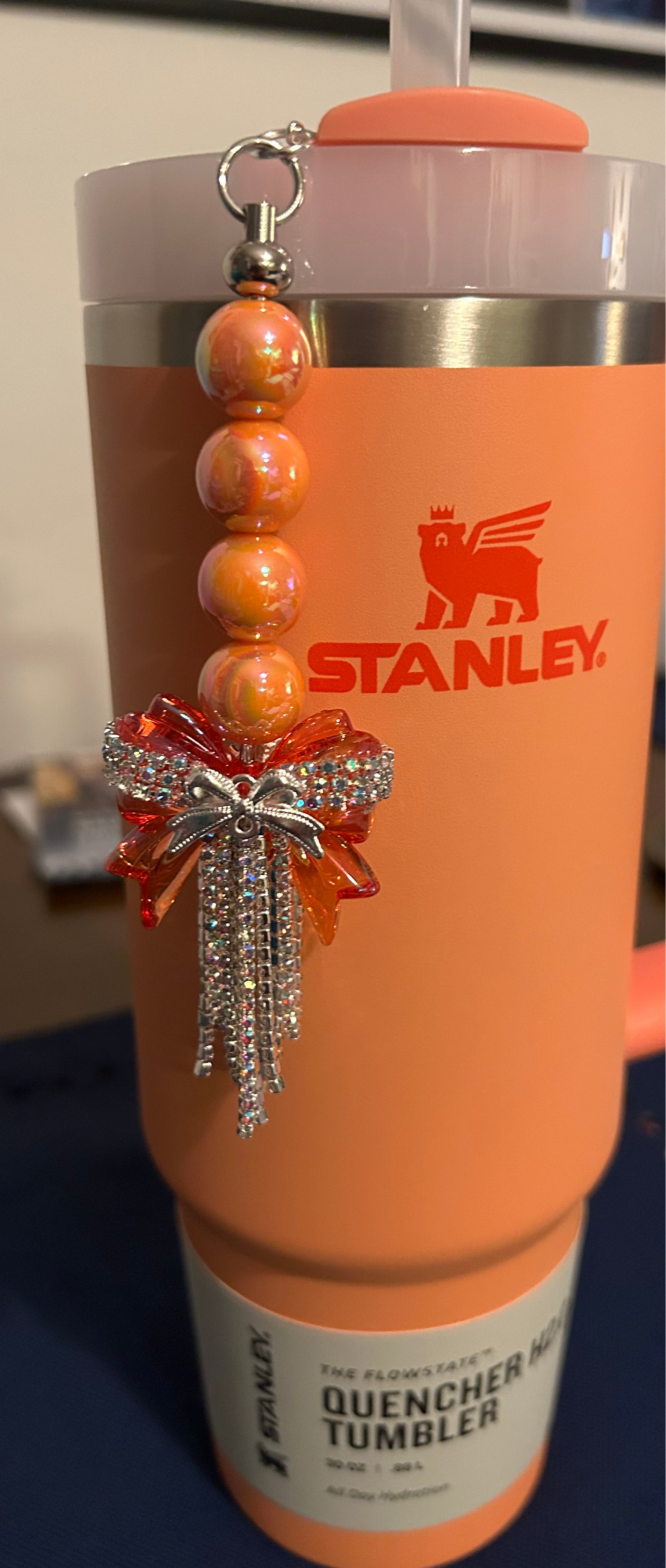 Fancy Orange Bow Straw Charm