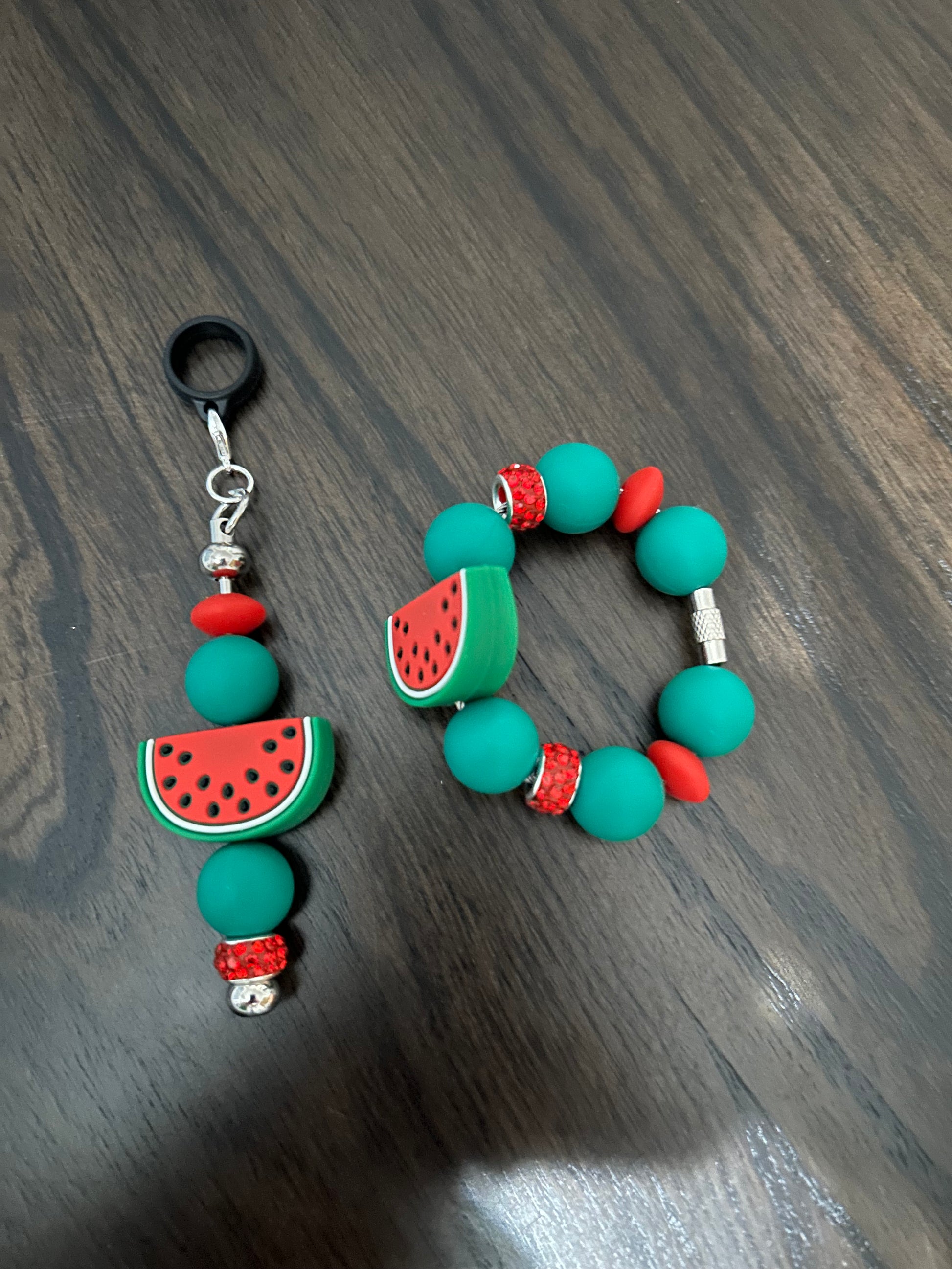 Watermelon Straw and Handle Charm set