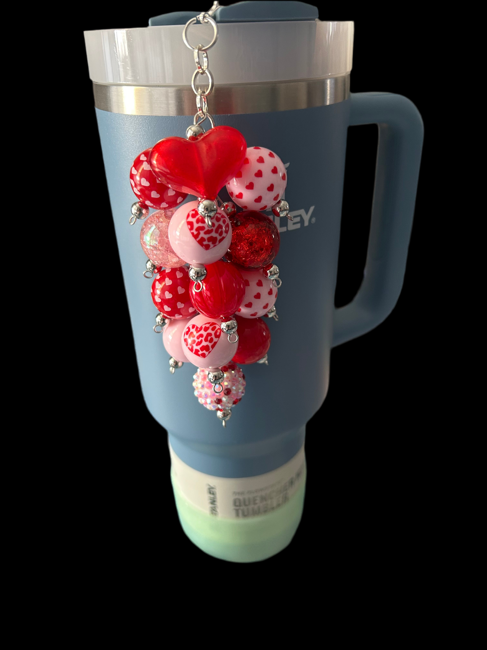 Red and Pink Heart Bauble Straw Charm