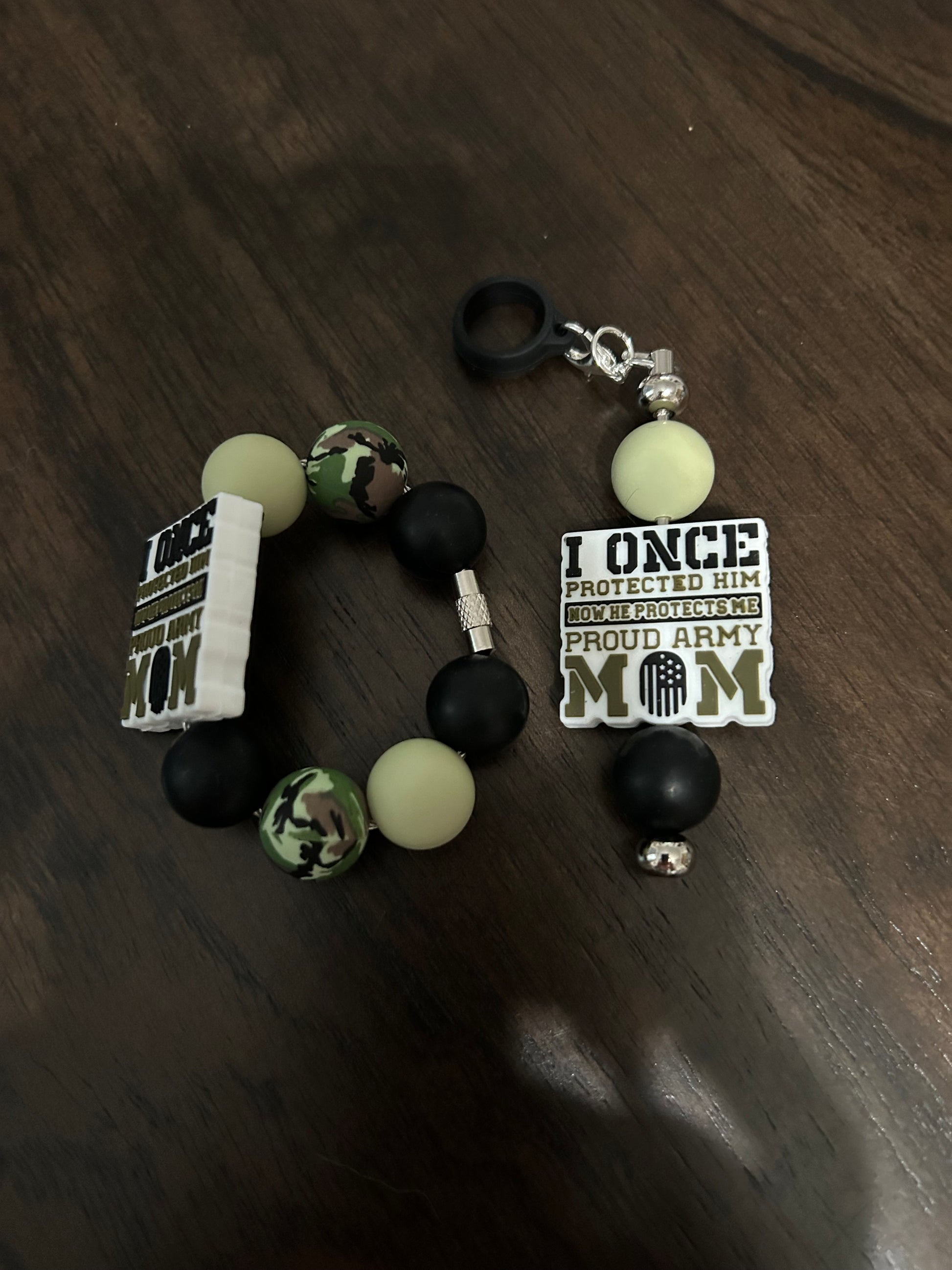 Army Mom Straw and Handle Charm