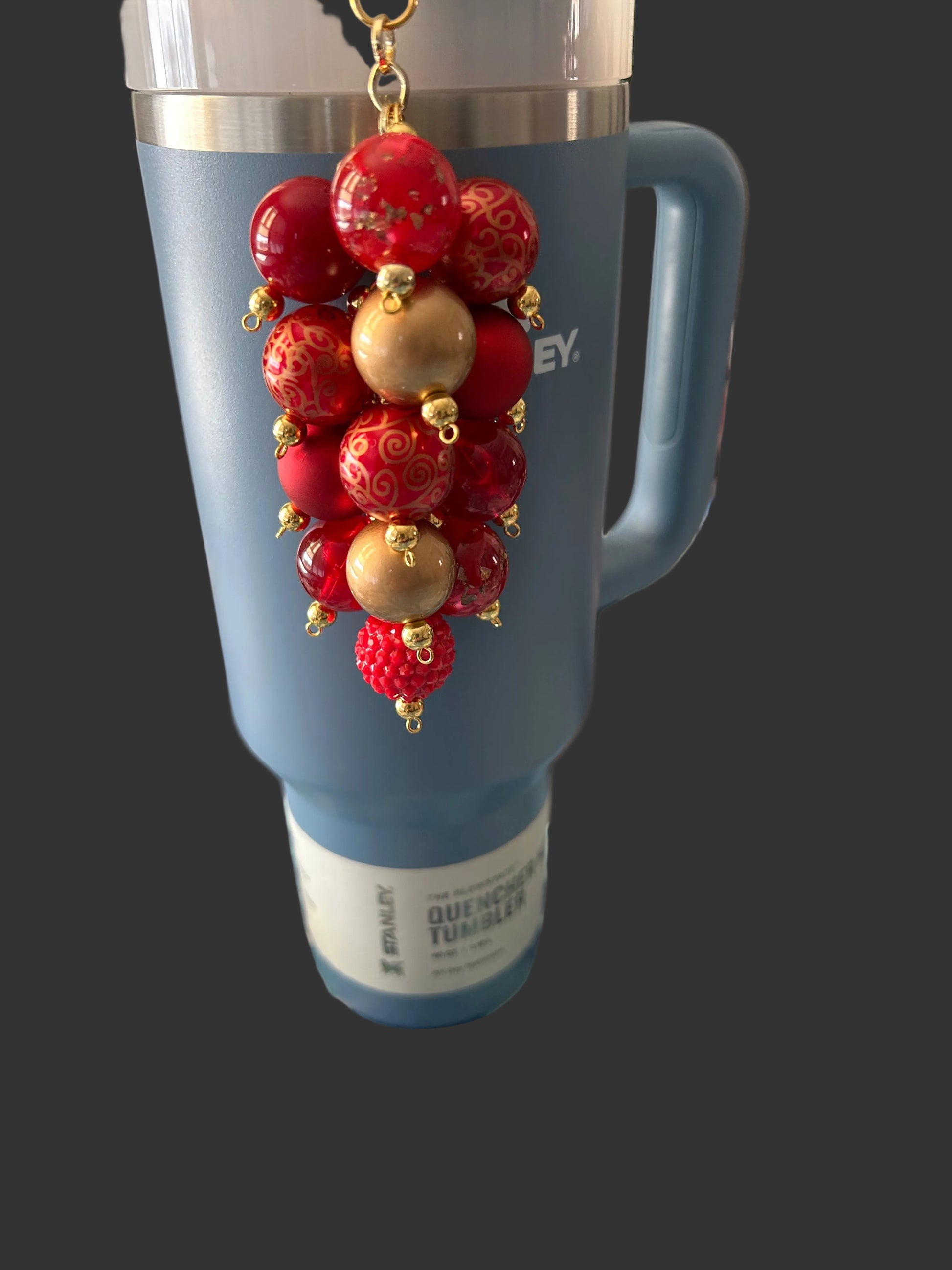 Red and Gold Bauble Straw Charm