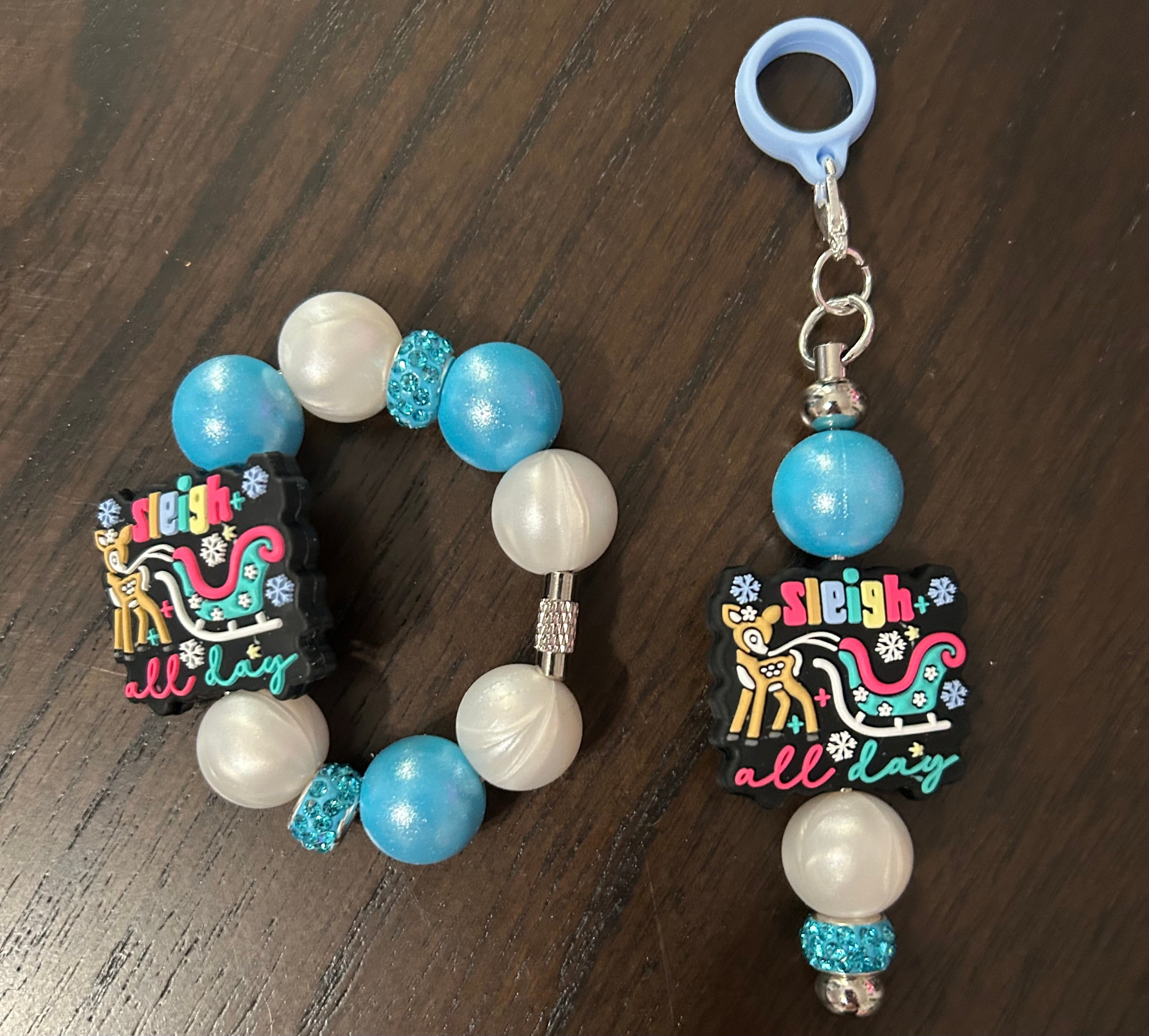 Sleigh Straw and Handle Charm set