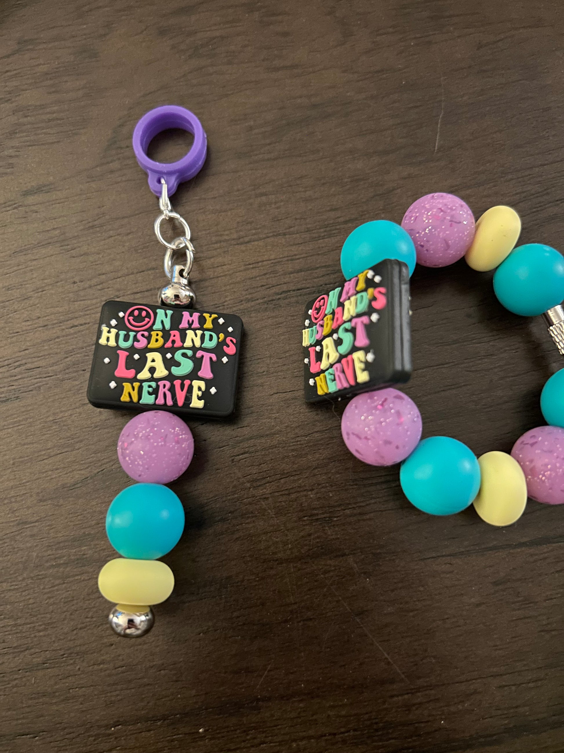 On My Husbands Last Nerve Straw and Handle Charm set