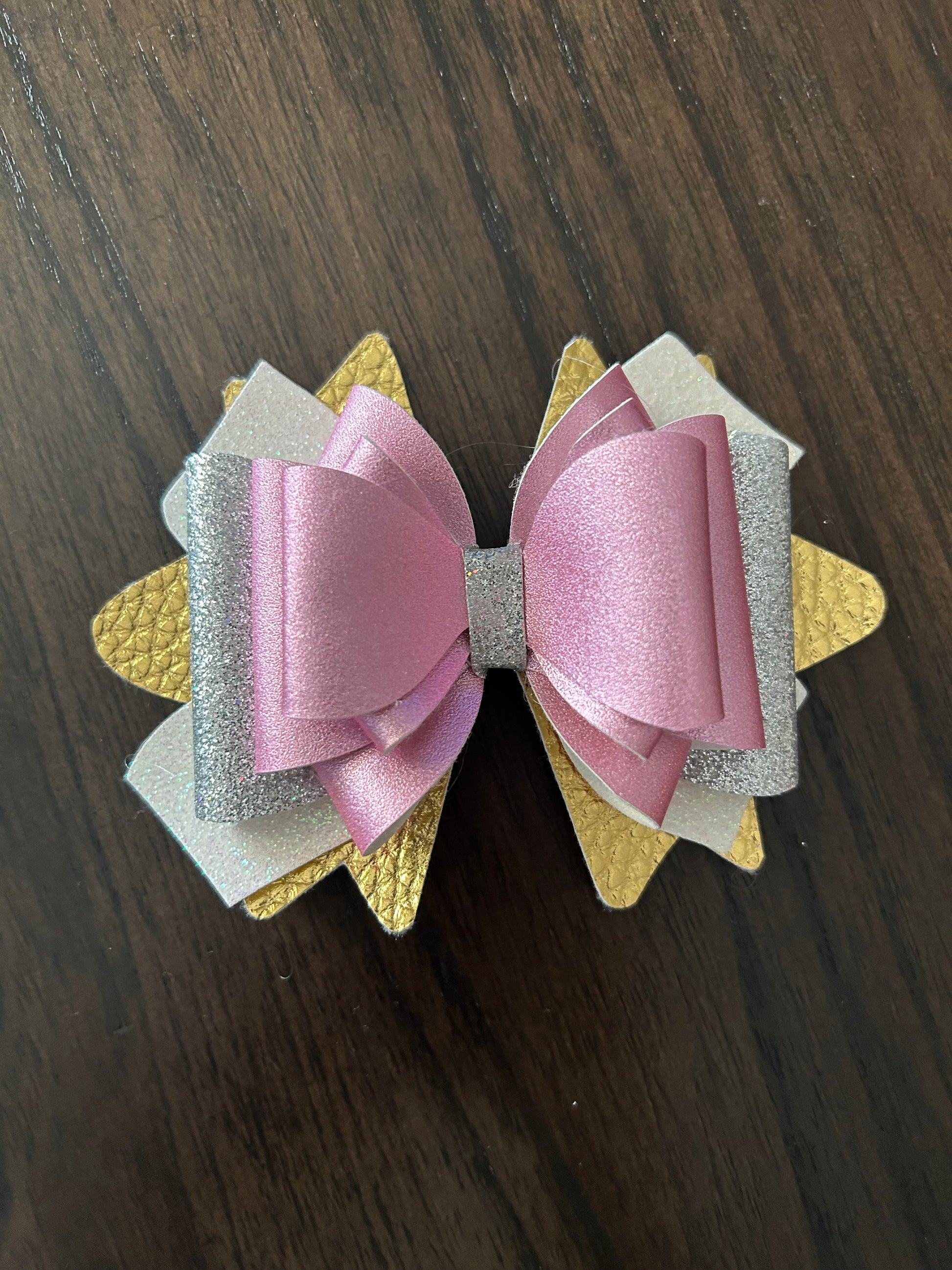 Pink, Silver and Gold Bow