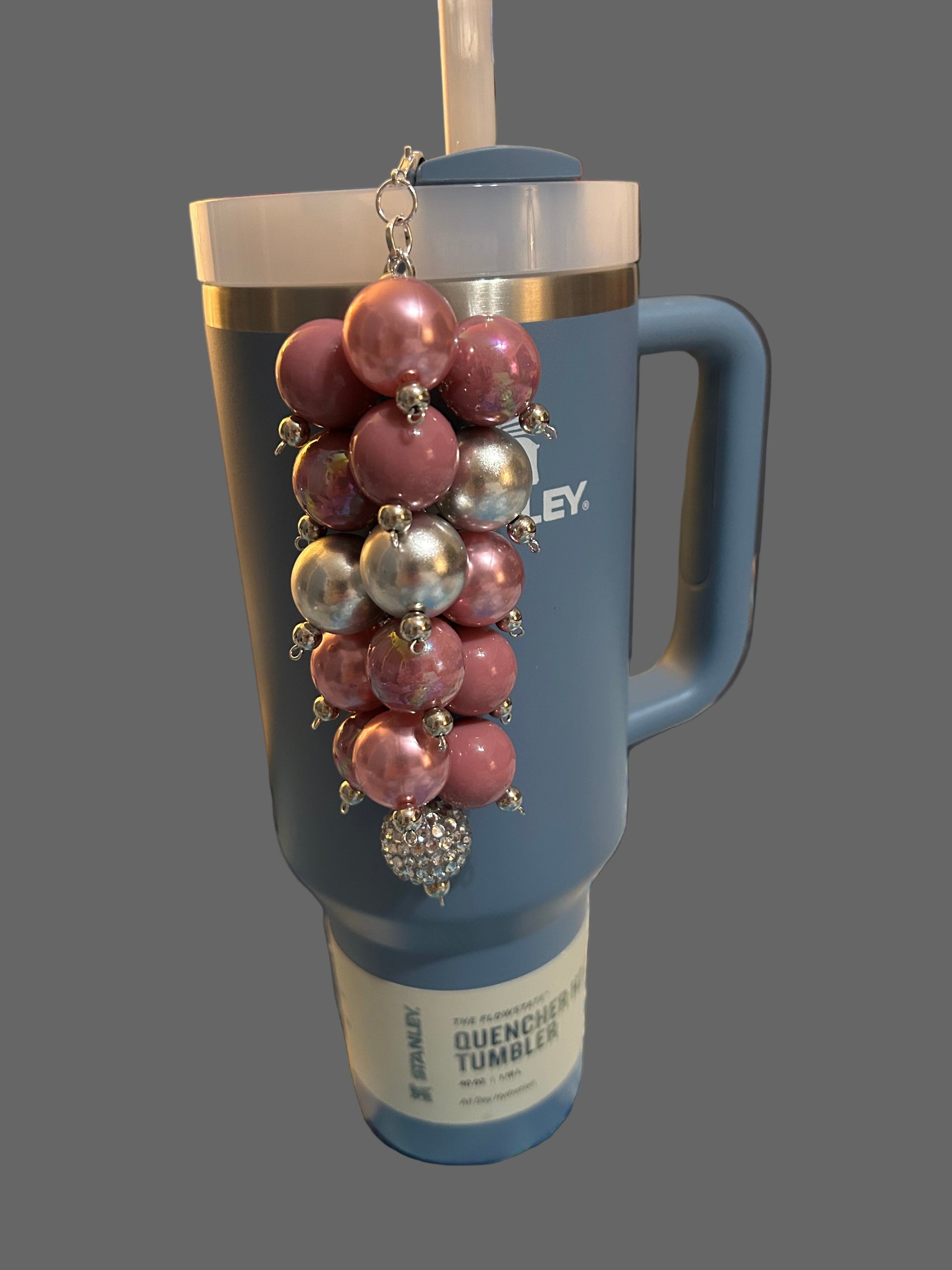 Mauve Shimmer Bauble Straw Charm