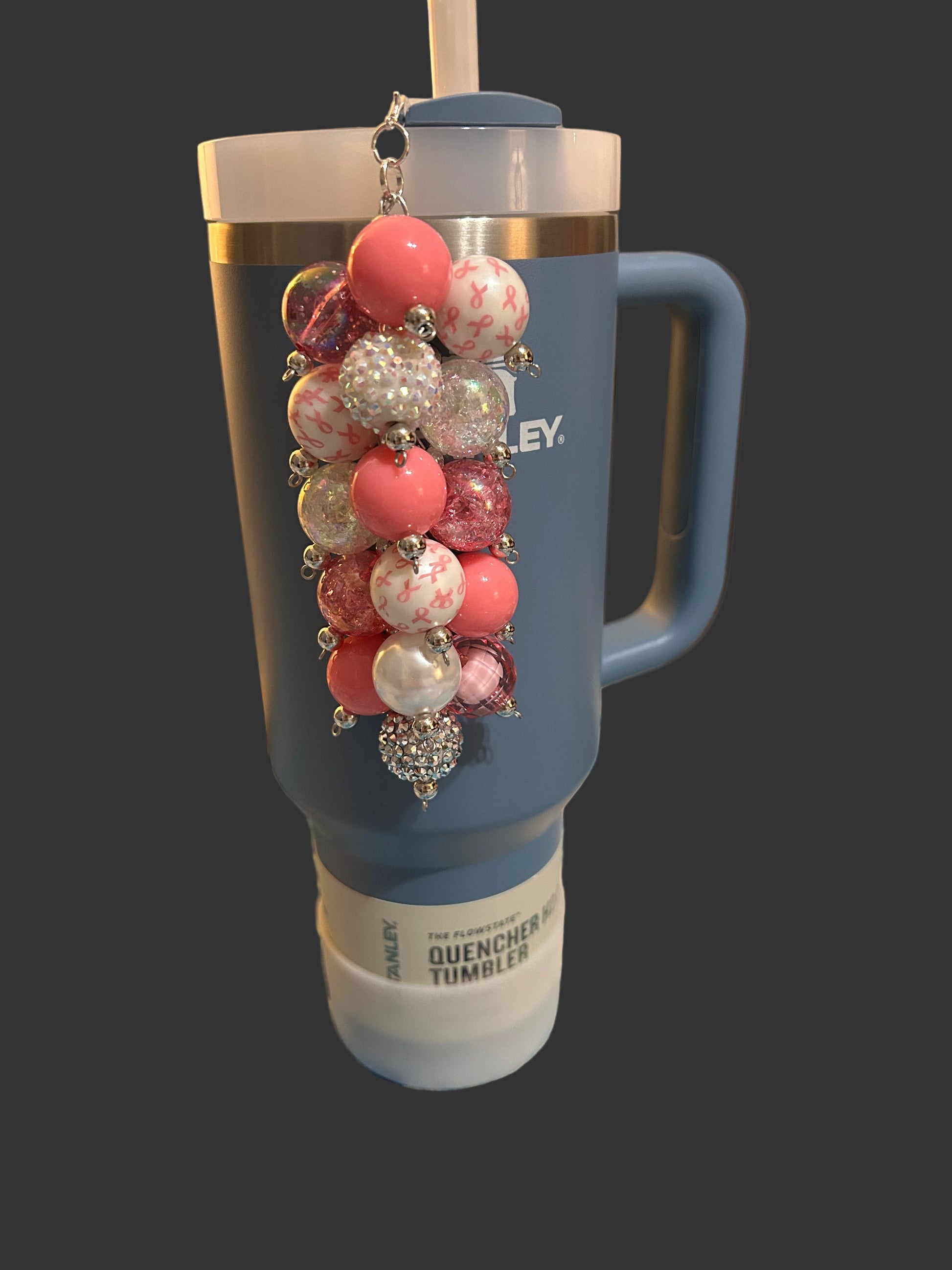 Cancer Awareness Bauble Straw Charm