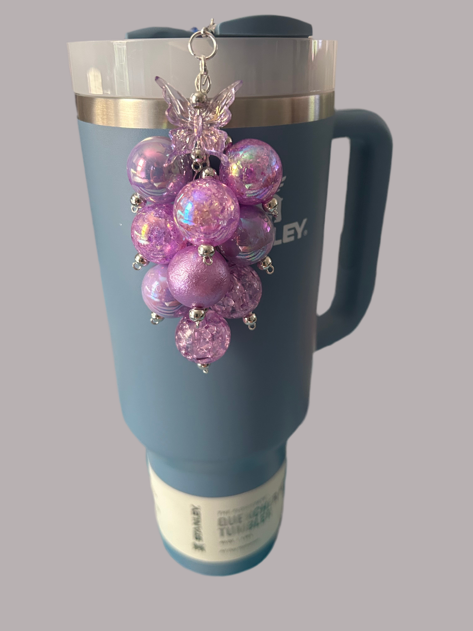 Purple Butterfly Bauble Straw Charm