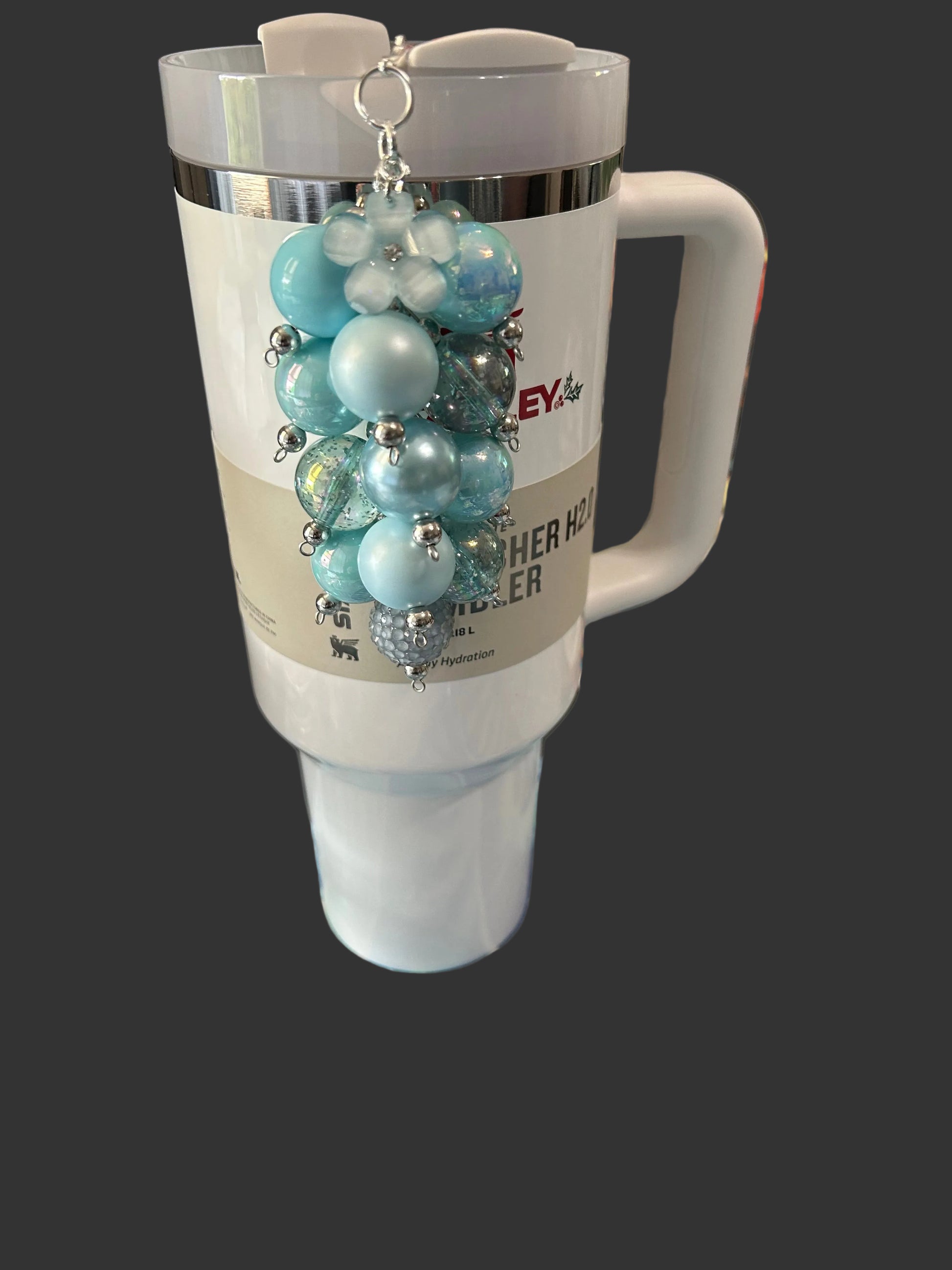 Blue Flower Bauble Straw Charm