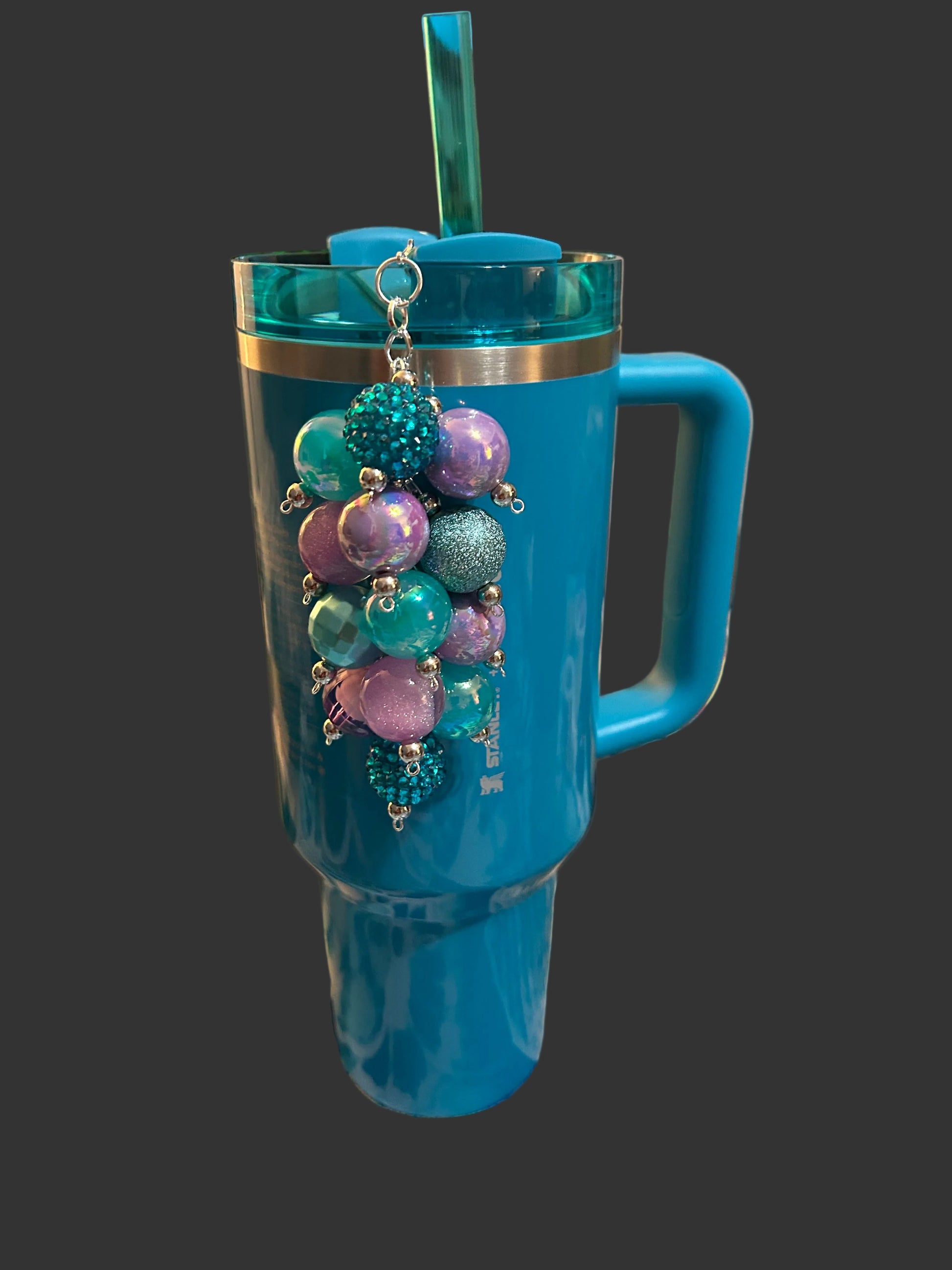 Blue Purple Bauble Straw Charm