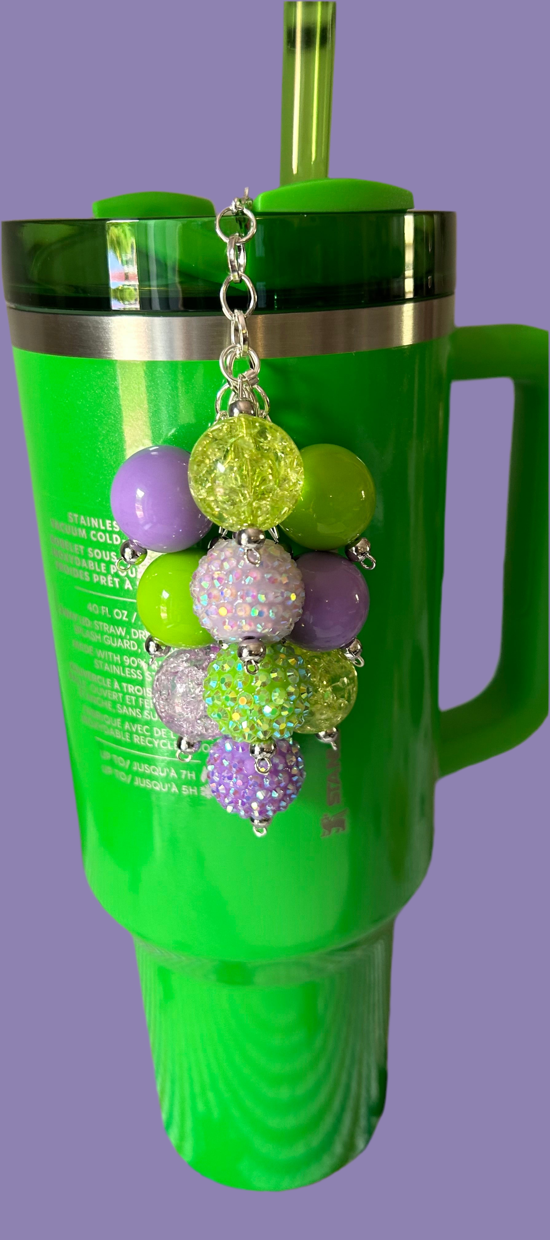 Green and Purple Bauble Straw Charm