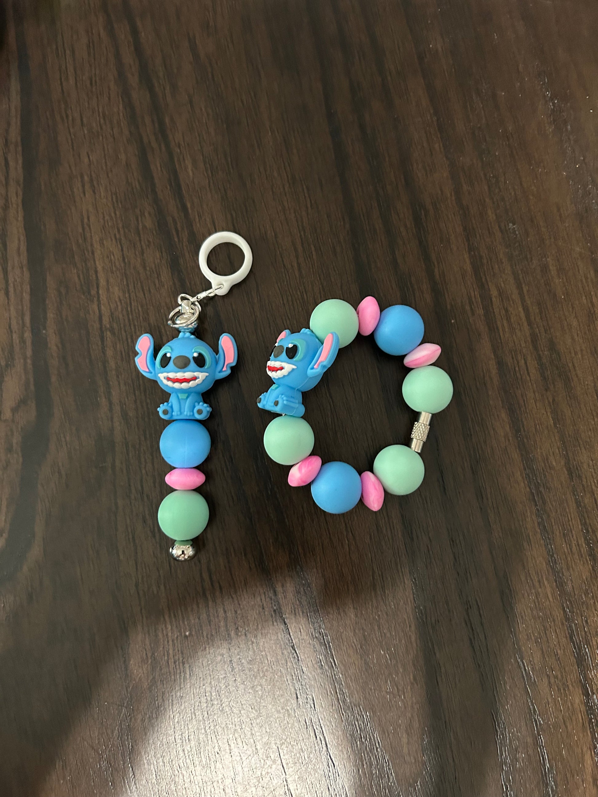 Blue Alien Straw and Handle Charm set