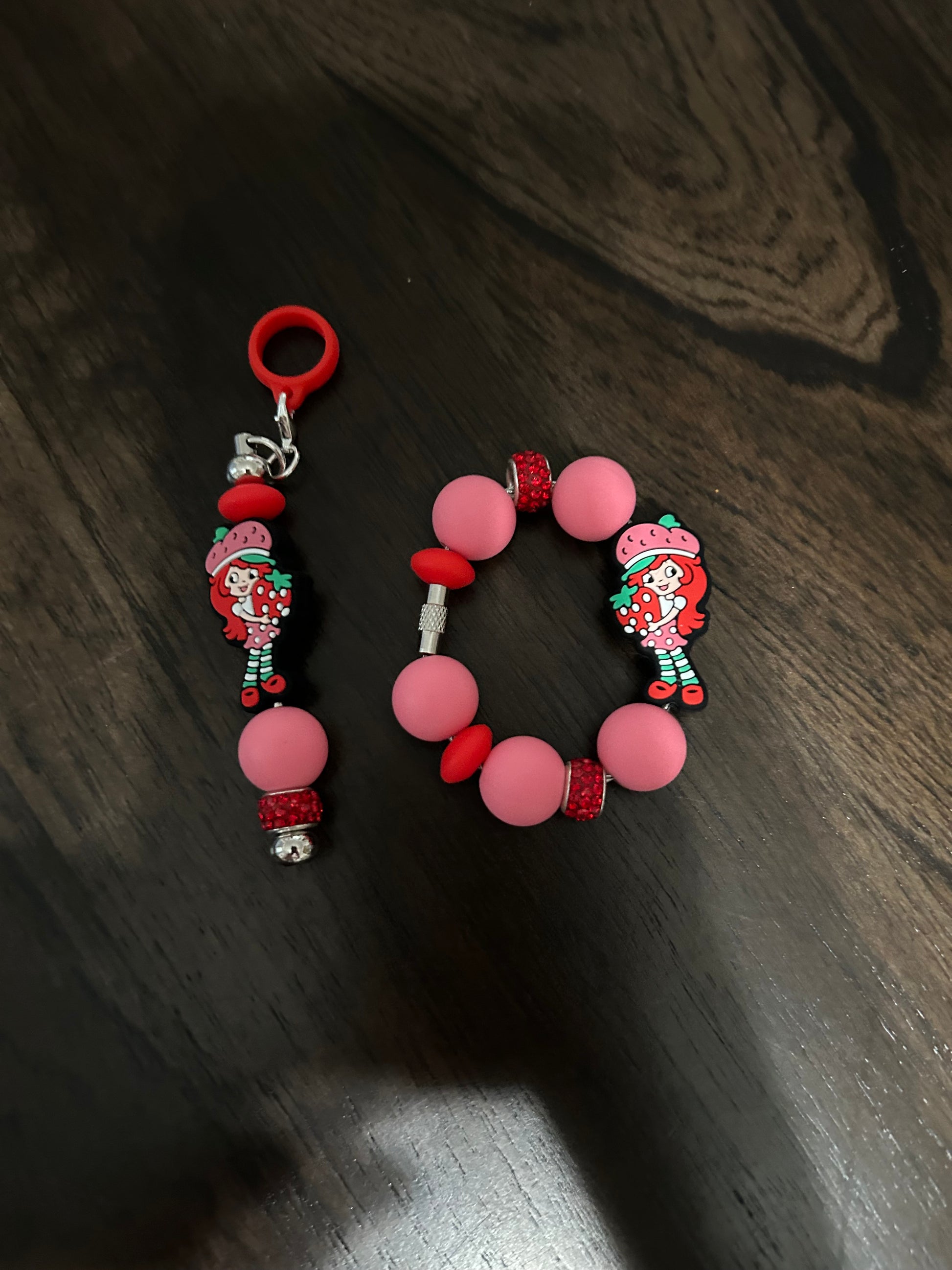 Strawberry Straw and Handle Charm