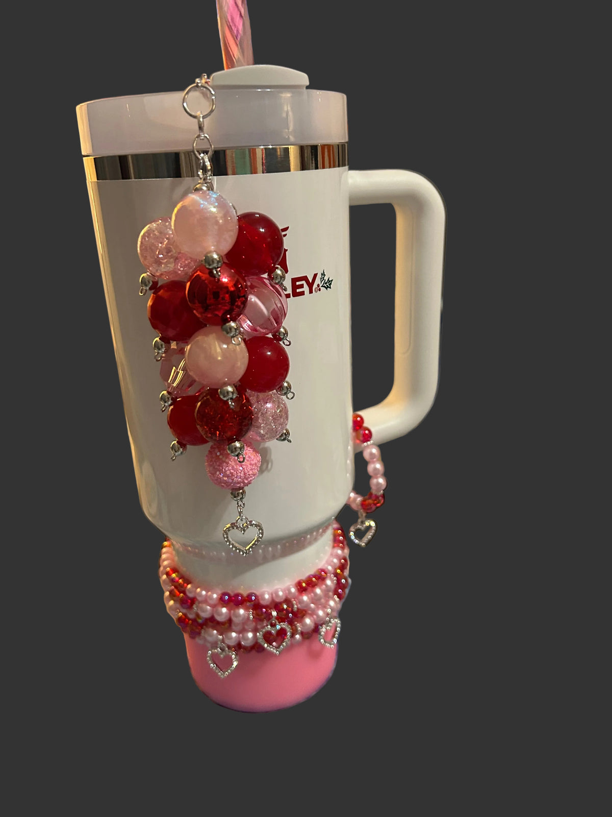 Pink Ribbon Bauble Straw Charm