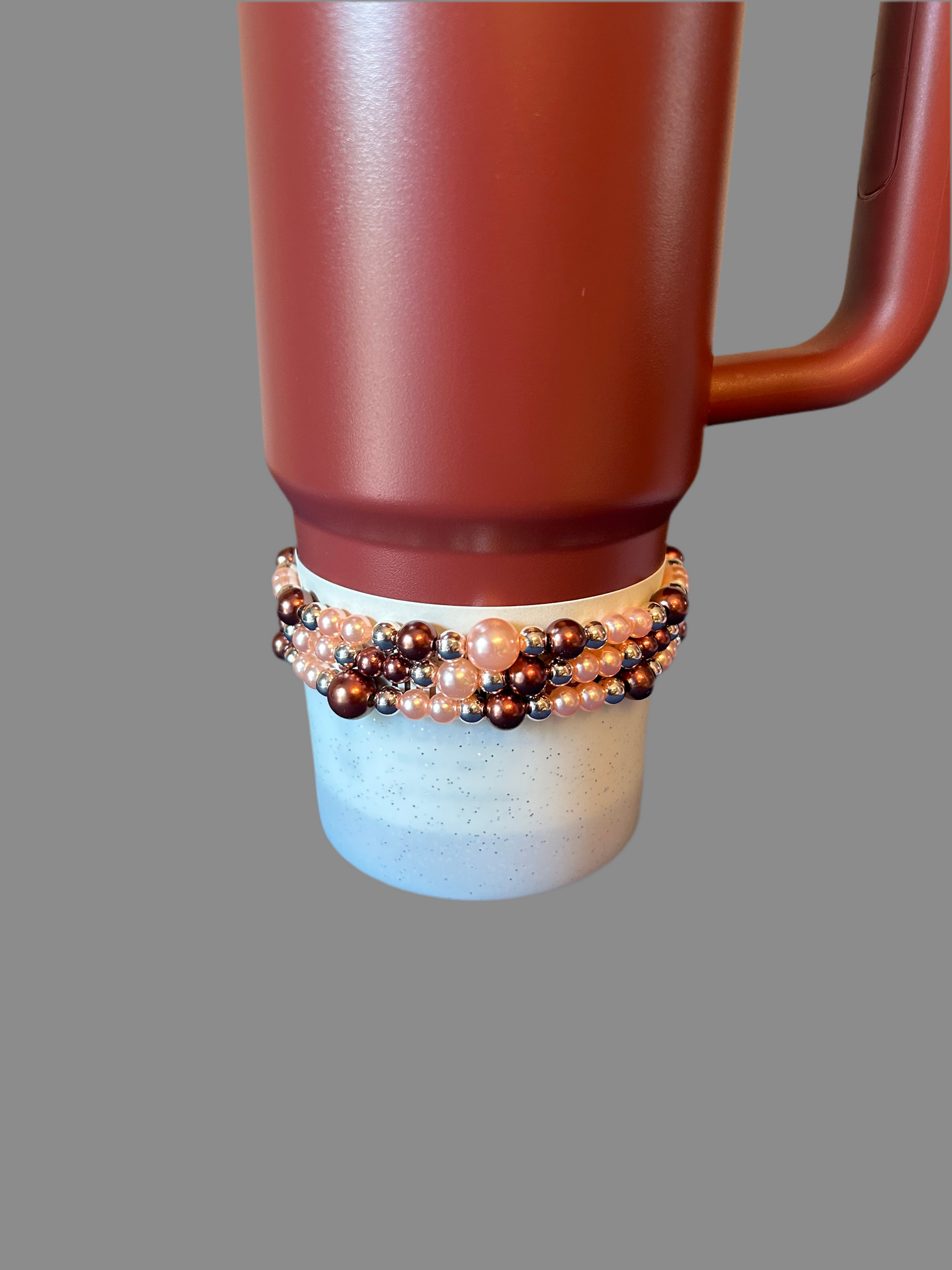 Peach and Brown Bracelet Stack
