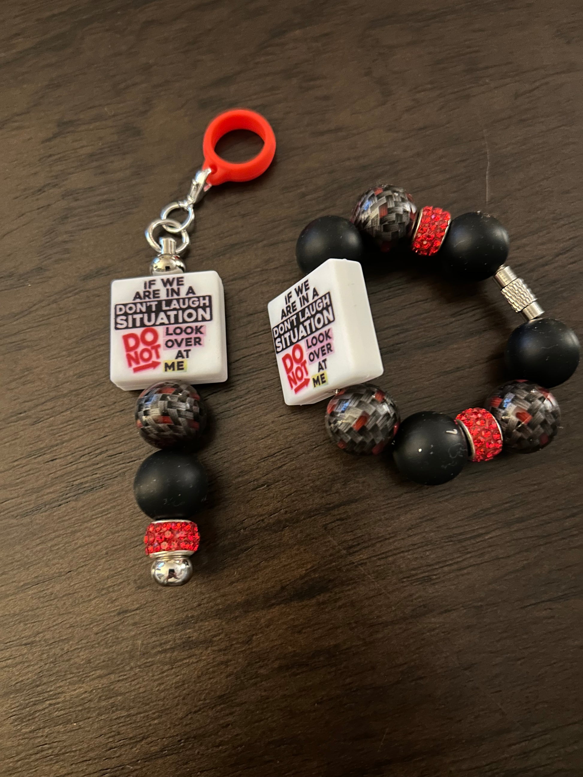 Don’t Laugh Situation Straw and Handle Charm set