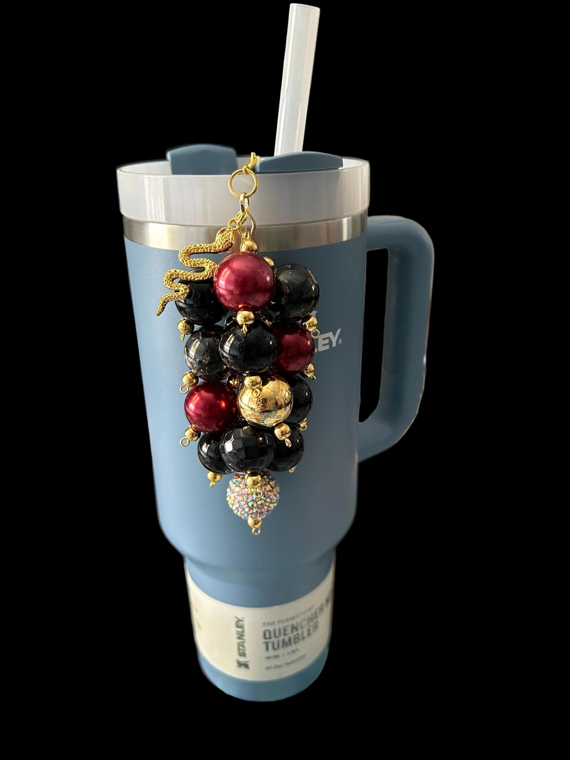 Black Sankeskin Bauble Straw Charm