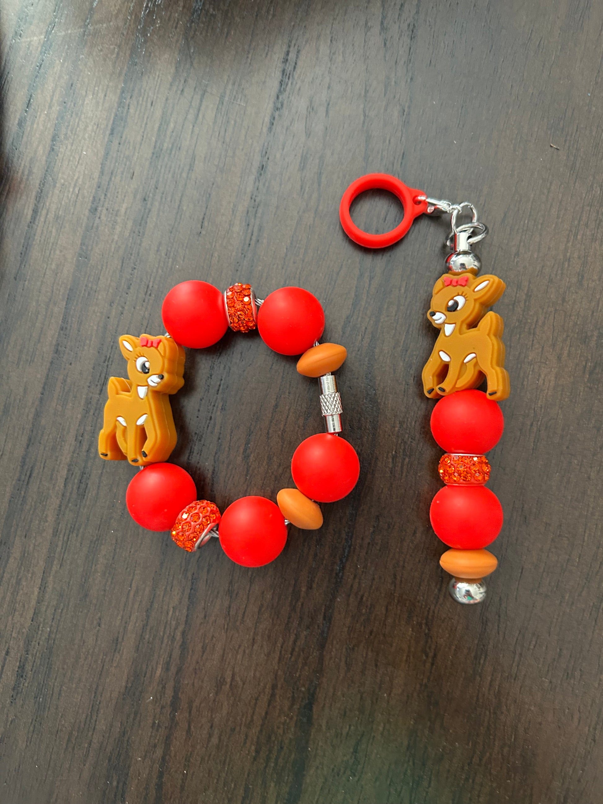 Deer Straw and Handle Charm set