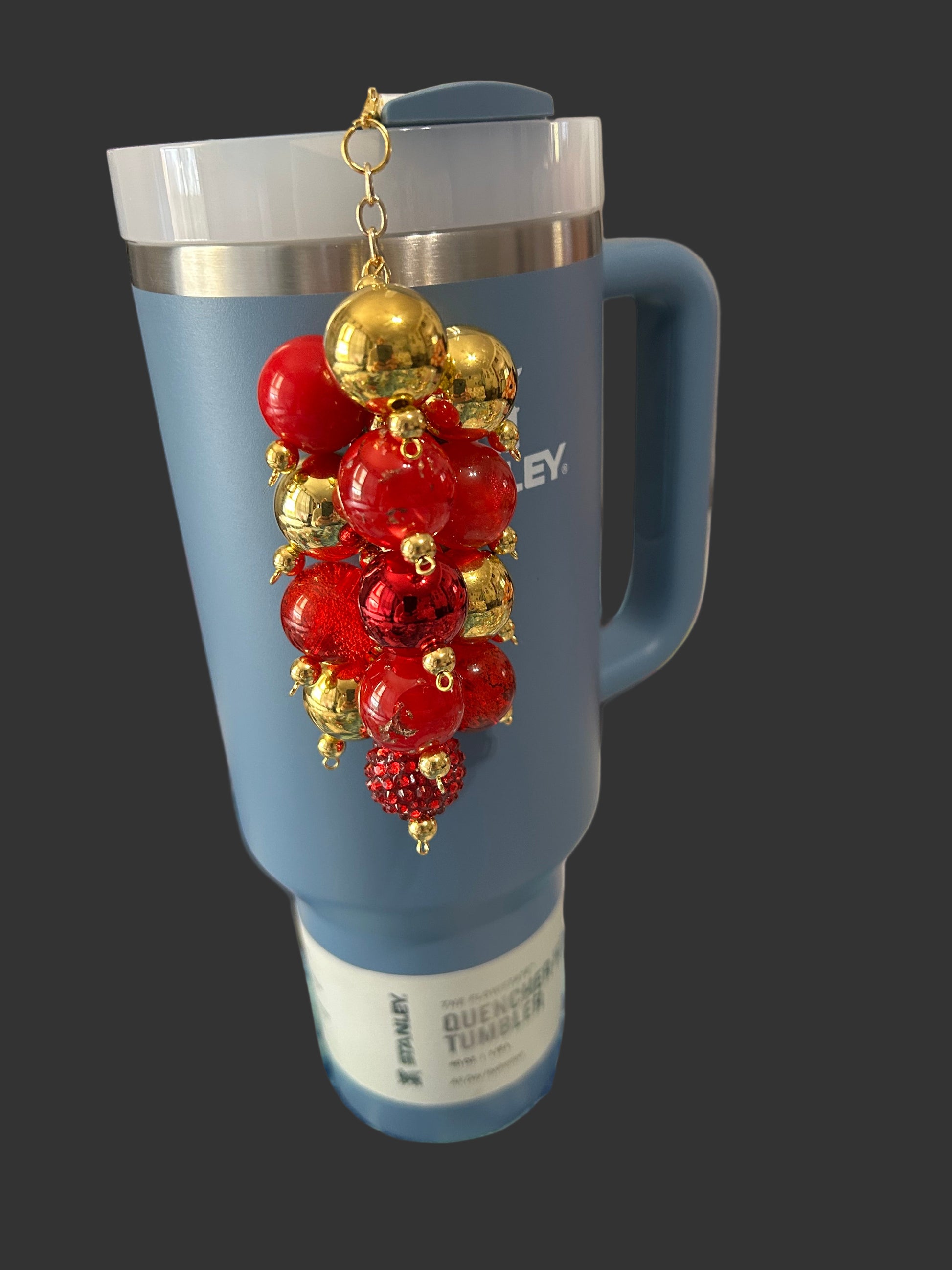 Red and Gold Bauble Straw Charm