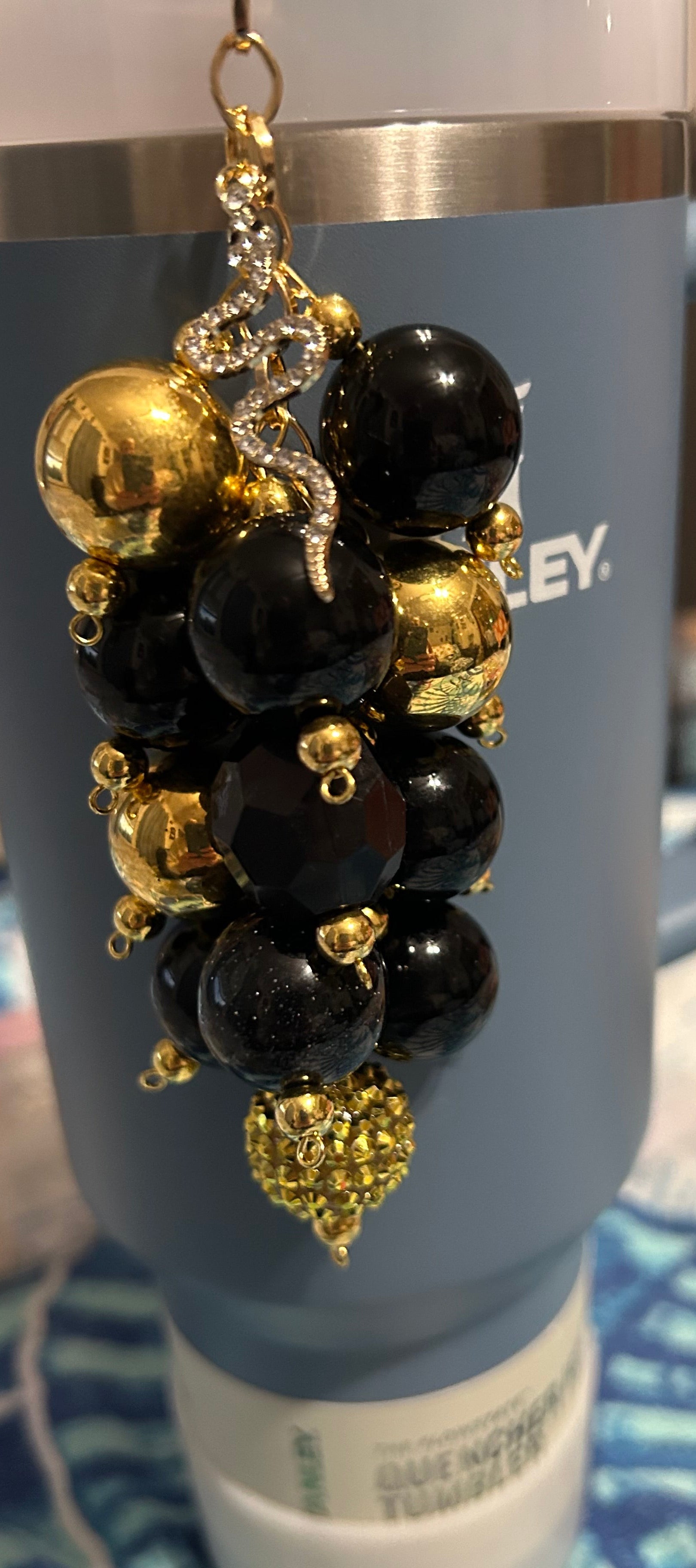 Black Snake Bauble Straw Charm