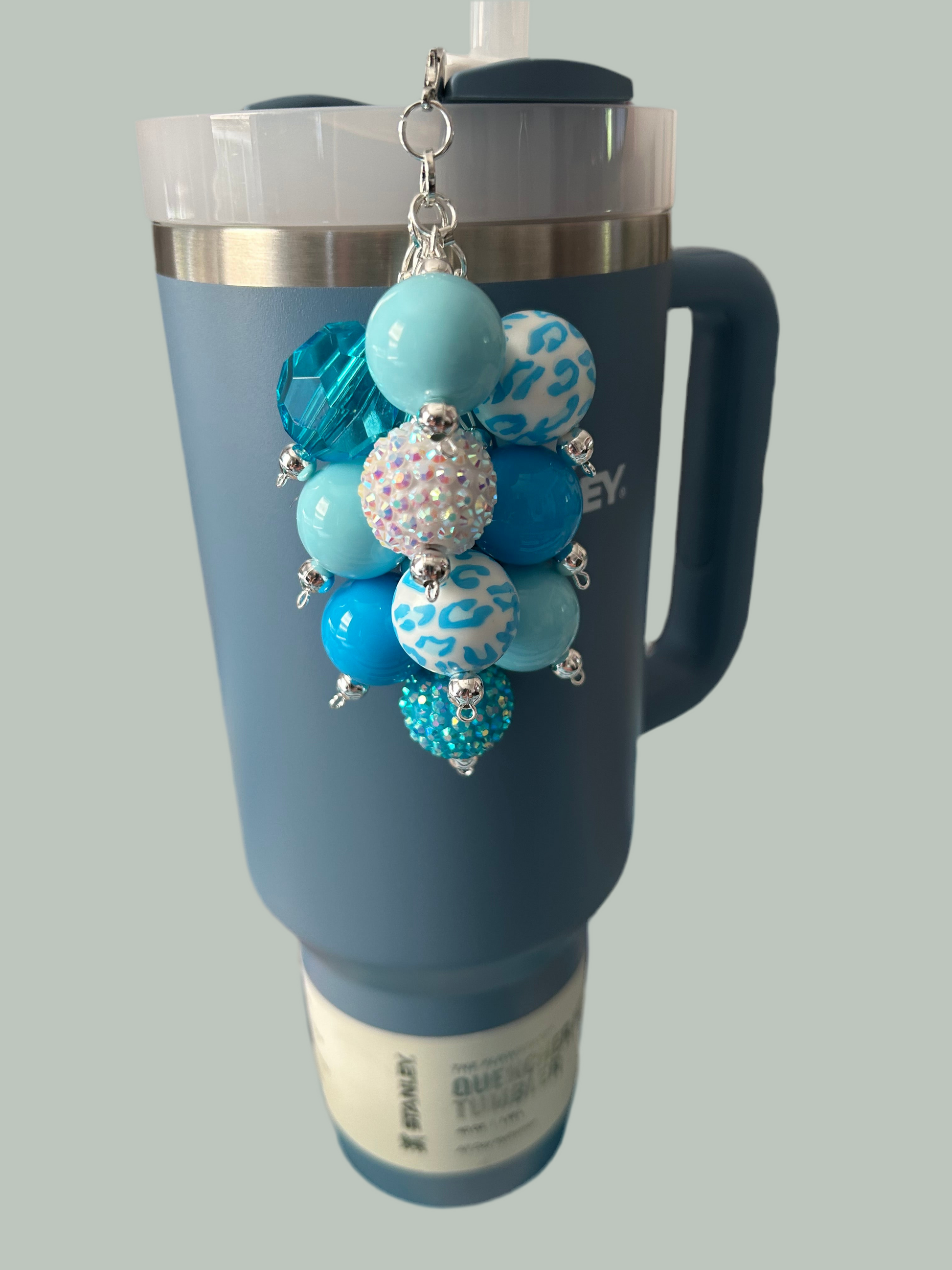 Blue Large Bauble Straw Charm