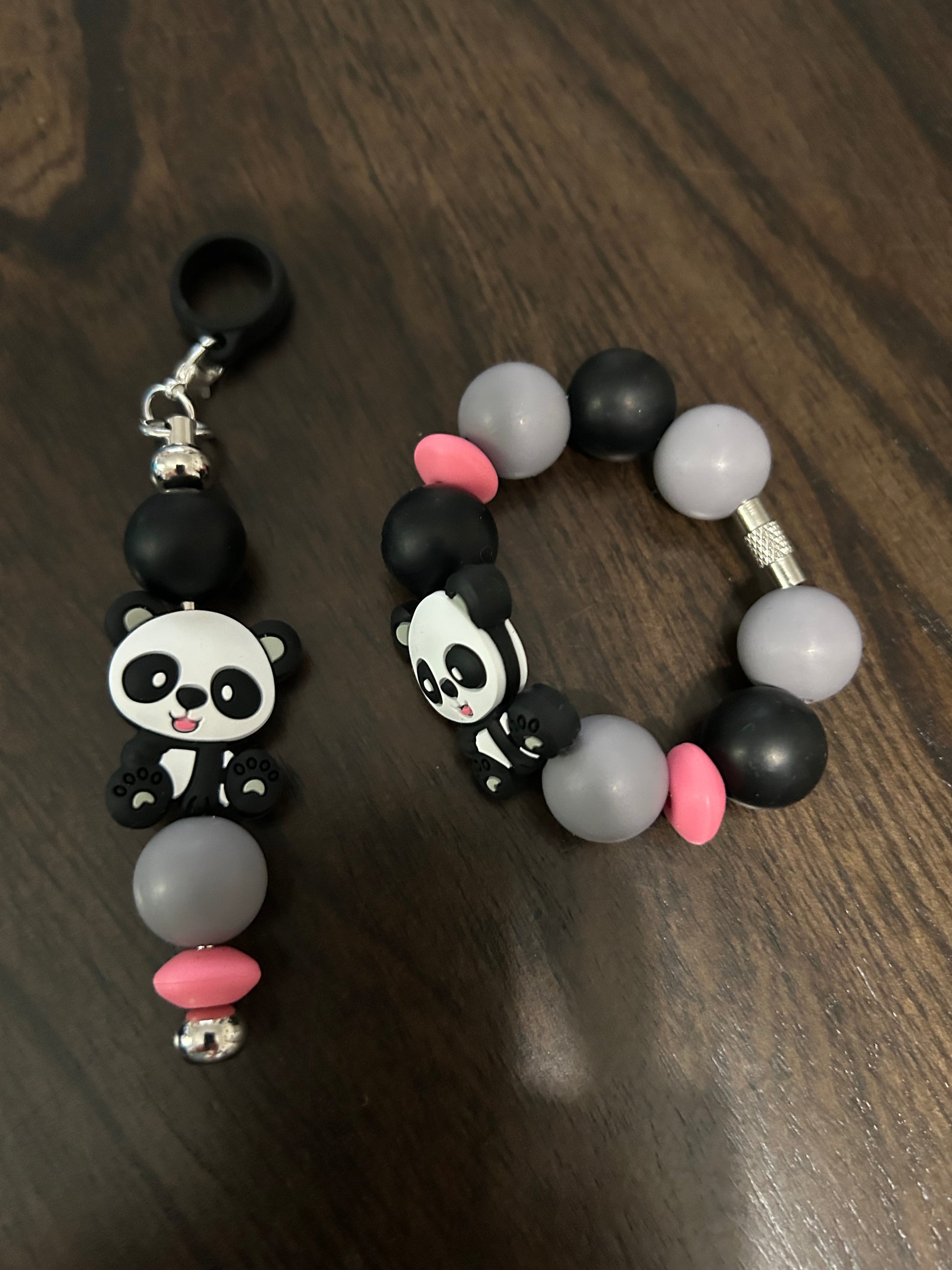 Panda Straw and Handle Charm set