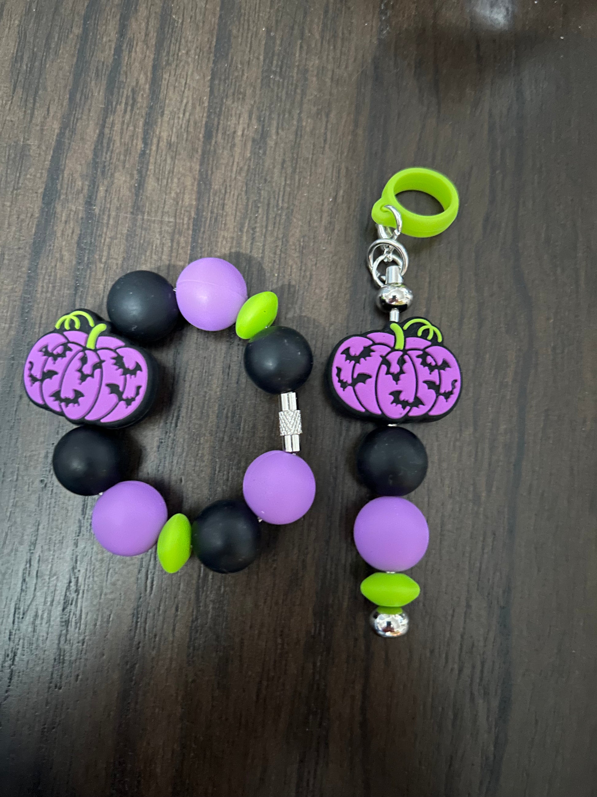 Bat Straw and Handle Charm set